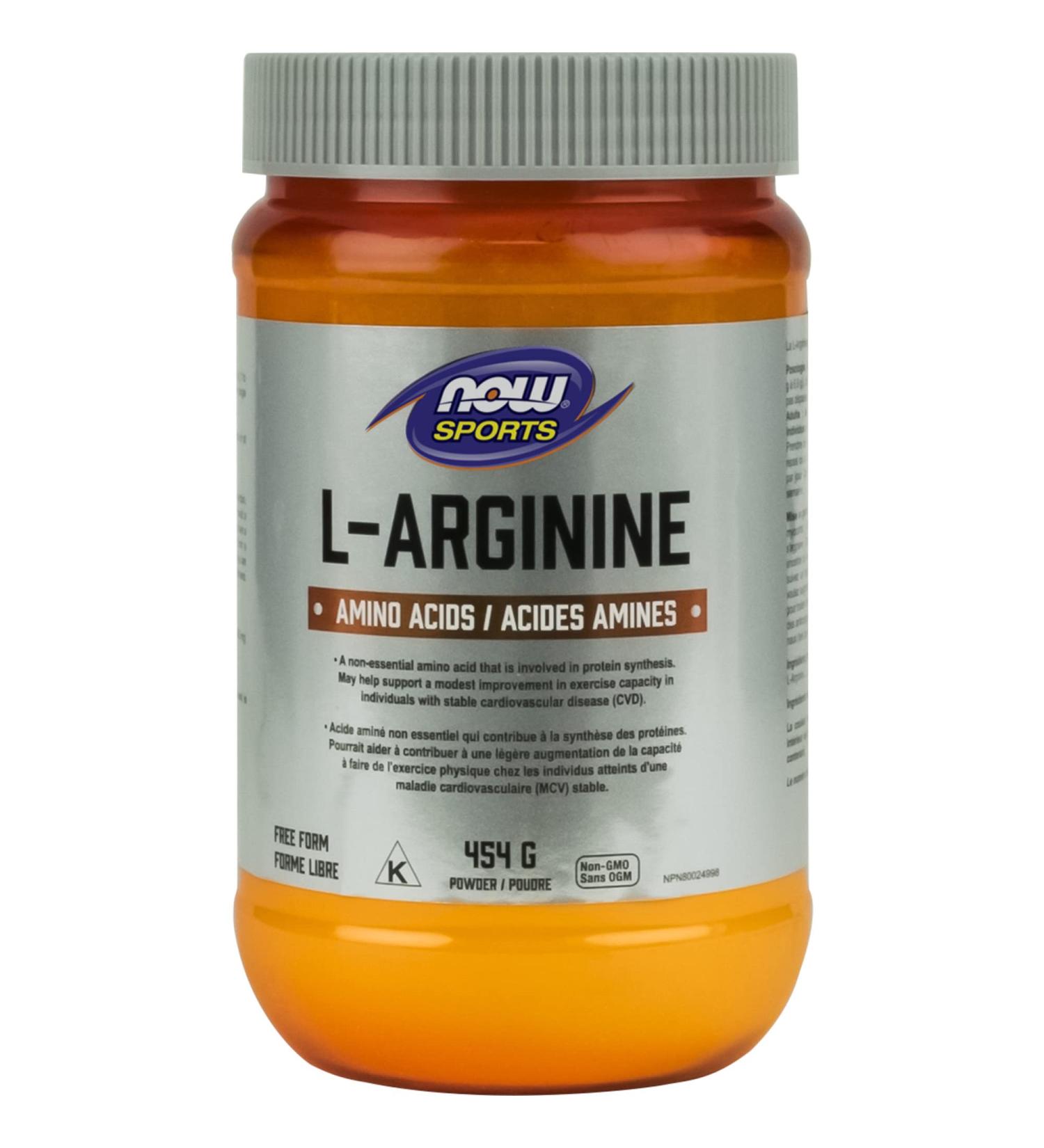 NOW Sports Nutrition L-Arginine Powder Nitric Oxide Precursor Amino Acids 454g - Buy Online on GoSupps.com