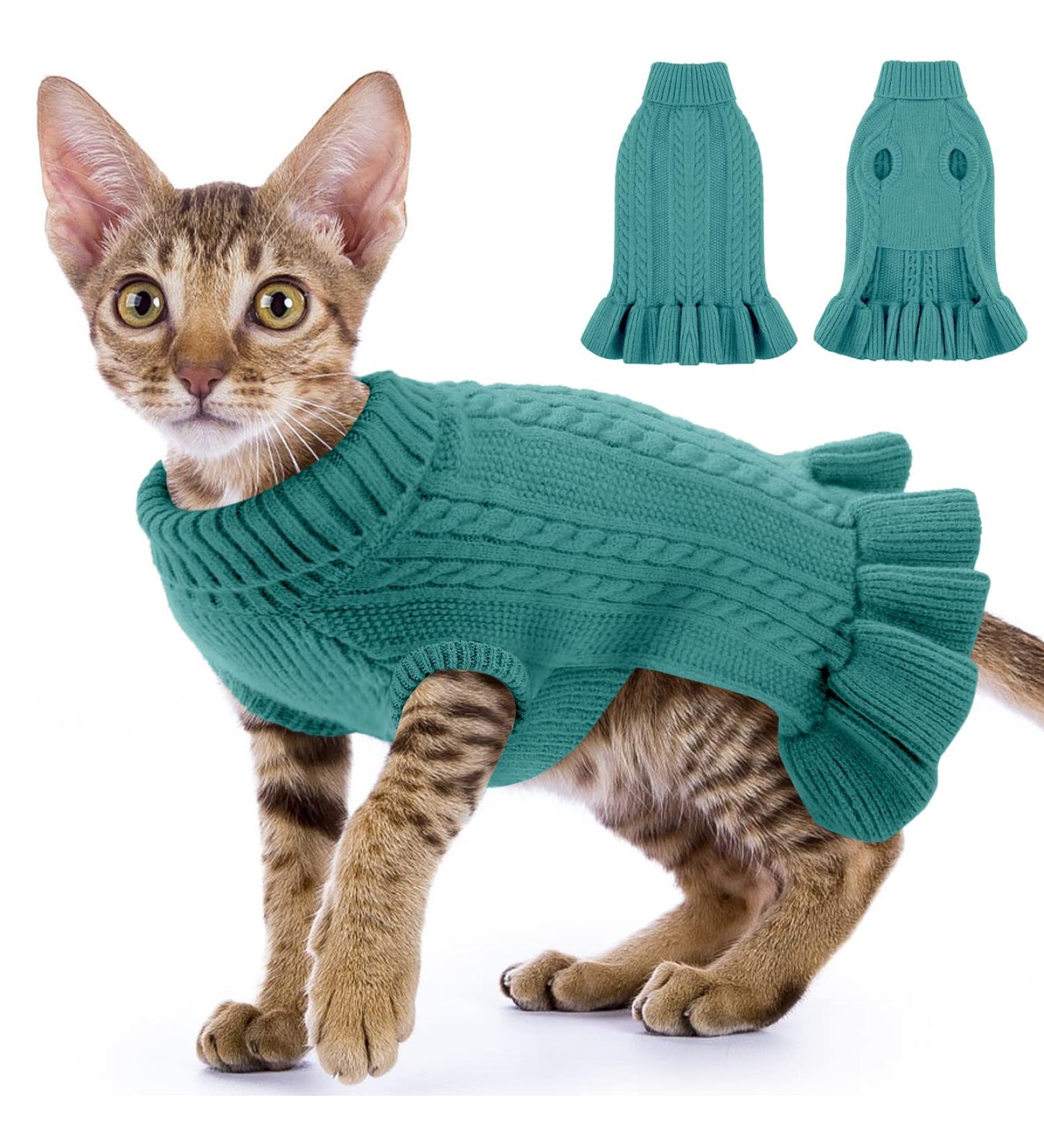 Alagirls Winter Dog & Cat Sweater - Soft Warm Clothing for Small Dogs & Puppies | Peacock Green Vest for Teddy Dackel Yorkie & Bulldog - Buy Online on GoSupps.com