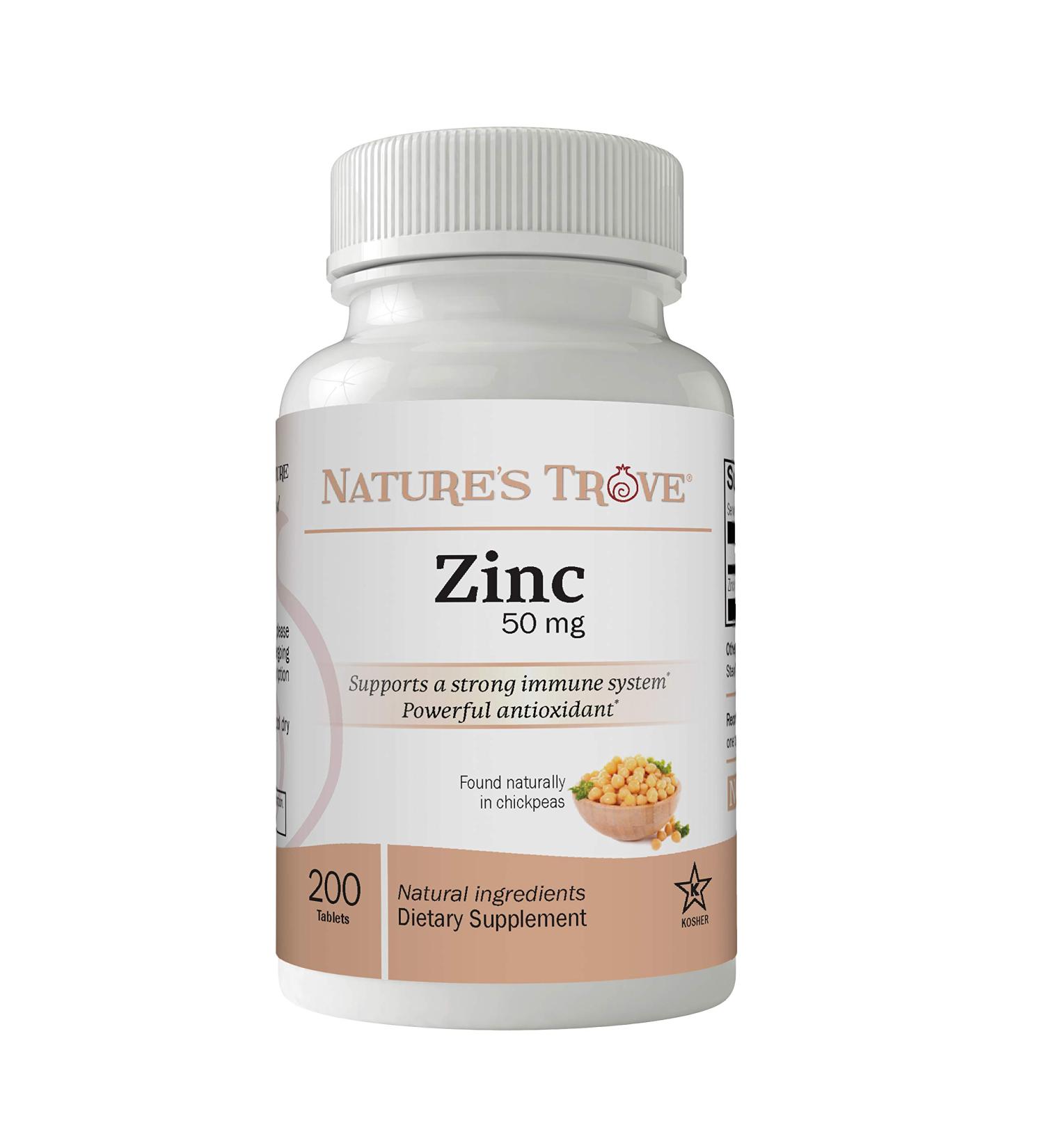Nature's Trove Zinc 50mg Gluconate Supplement - 200 Vegan Tablets - Buy Online on GoSupps.com