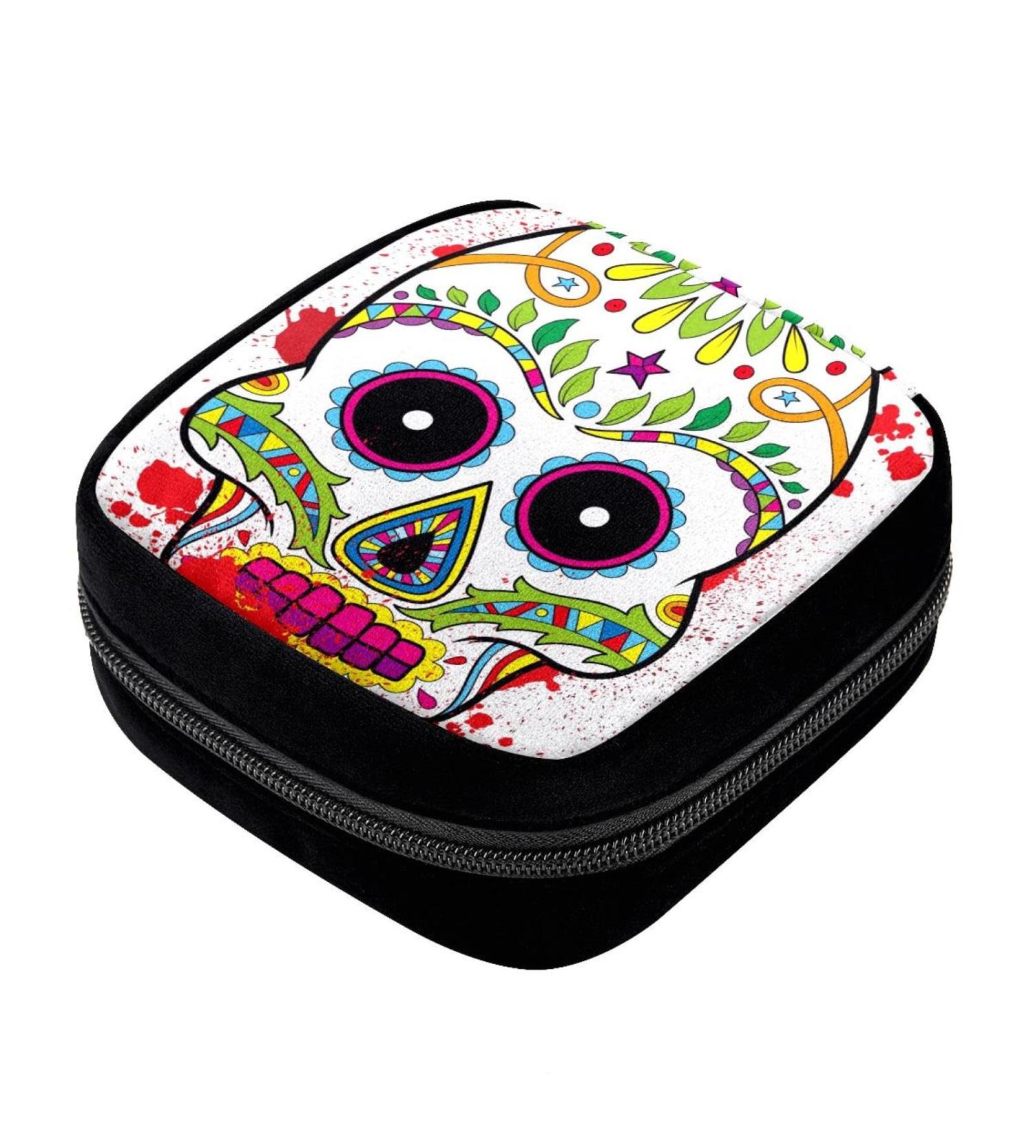 GIAPB Period Bag - Sanitary Napkin Holder & Makeup Pouch - Art Skull Color4263 - Buy Online on GoSupps.com