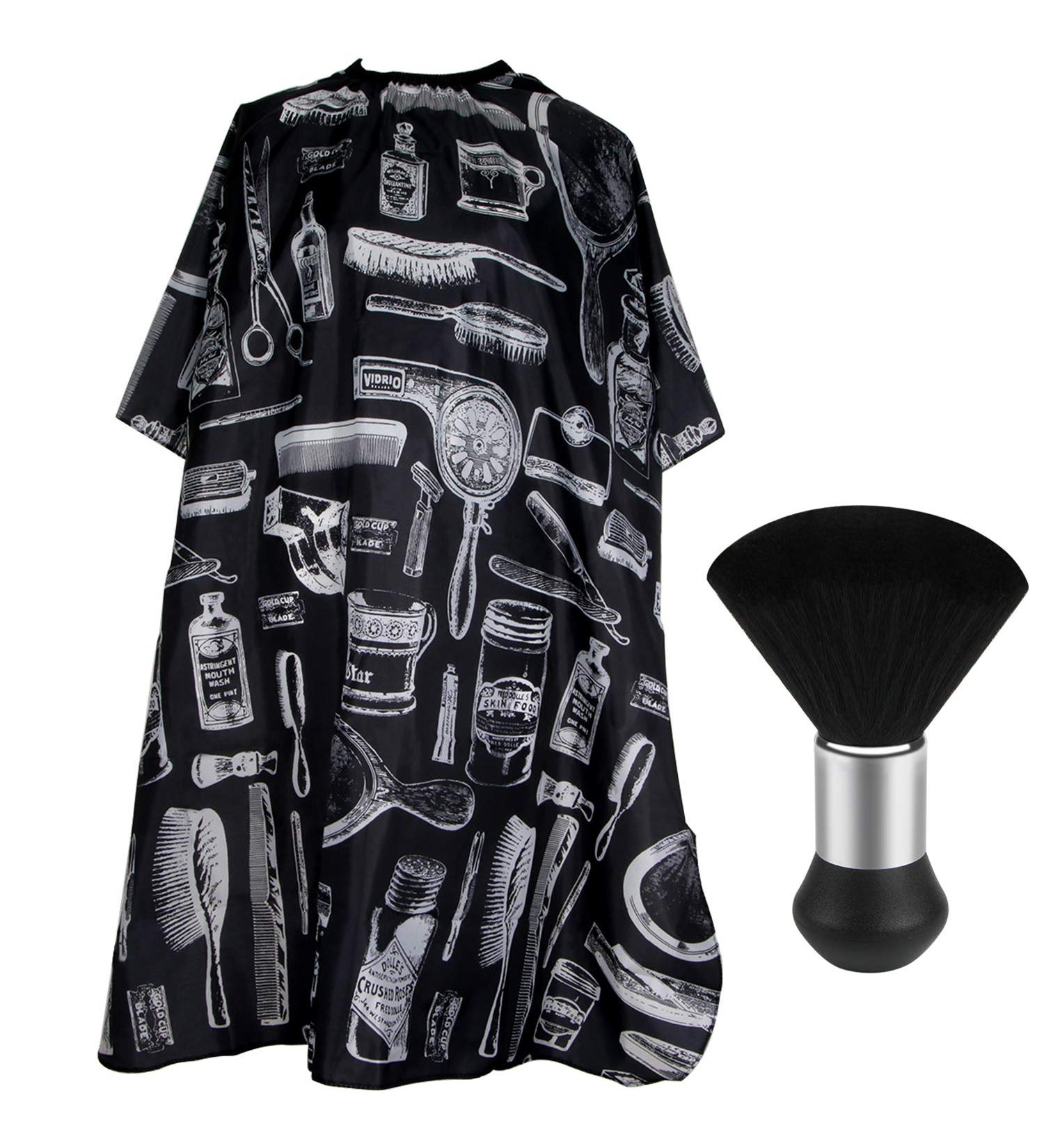 FEBSNOW Professional Hair Cutting Cape with Neck Duster Brush - Floral Print Salon Barber Cape and Accessories - Buy Online on GoSupps.com