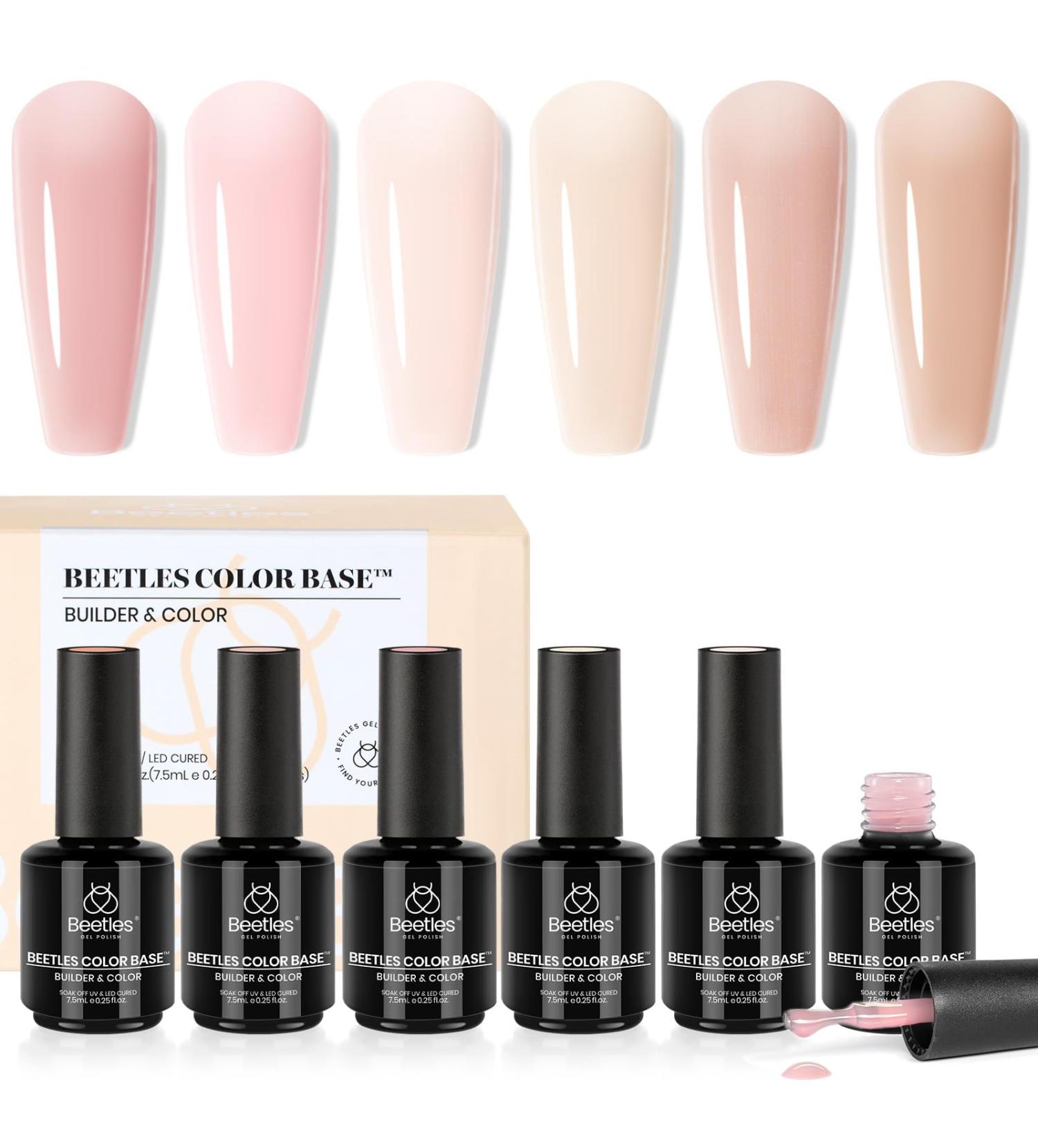 Beetles Base Color Gel Nail Polish - 6 Colors Nude & Peach Tones for DIY Nail Art | Soak Off Perfect Gift for Women - Buy Online on GoSupps.com