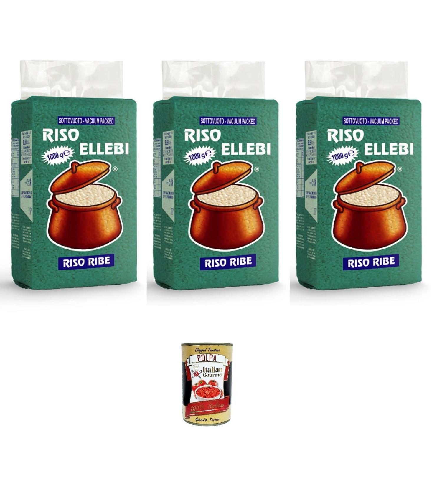  Italian Gourmet E.R. Lot de 3 riz Ribe Ribe ElleBi' Riso Ribe 1 kg + polpa gourmet italien 400 g - Buy Online on GoSupps.com