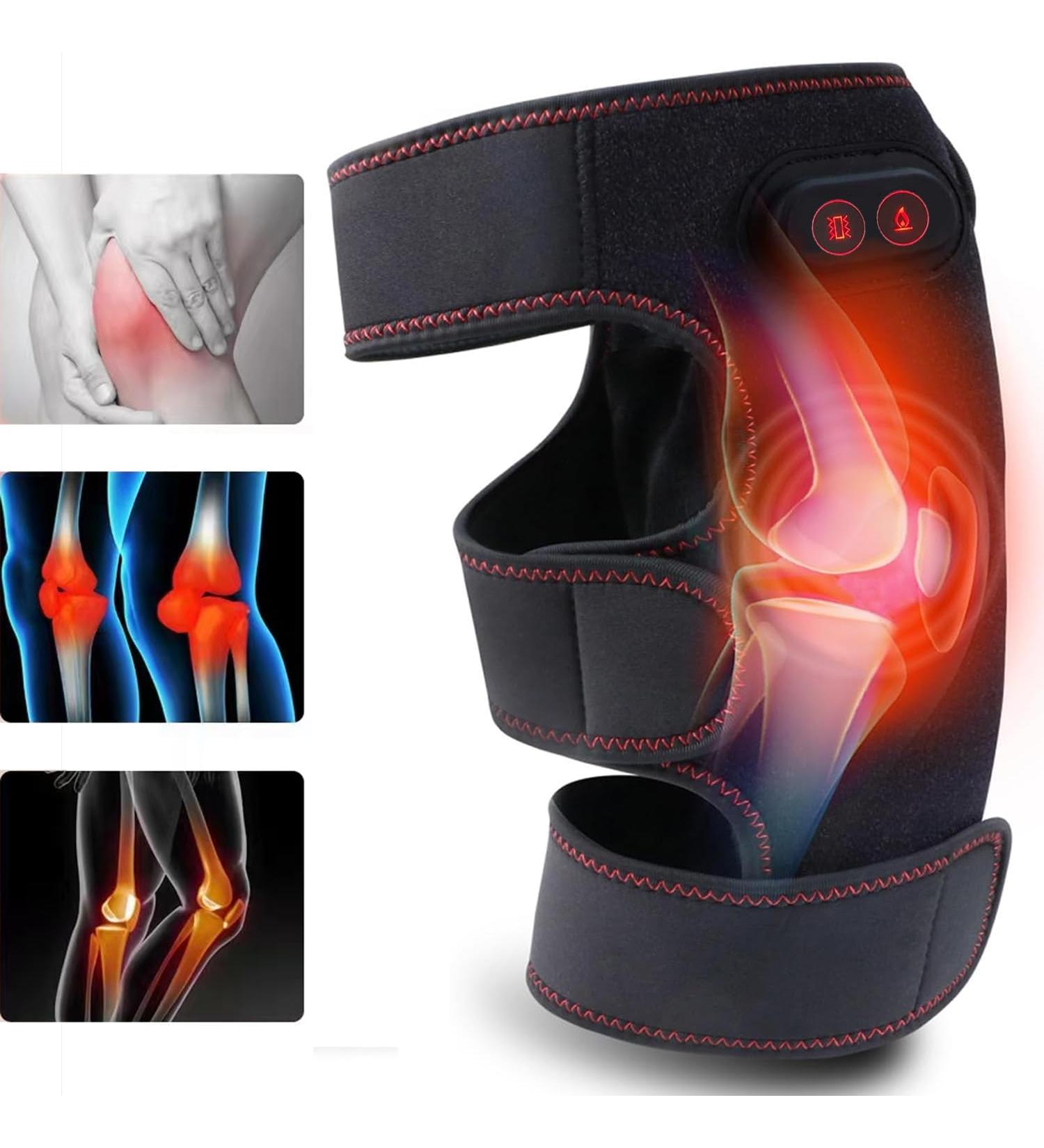 Knee Massager with Heat & Vibration | Pain Relief Knee Brace for Arthritis & Injury Recovery | Heated Knee Wrap for Joint Health - Buy Online on GoSupps.com