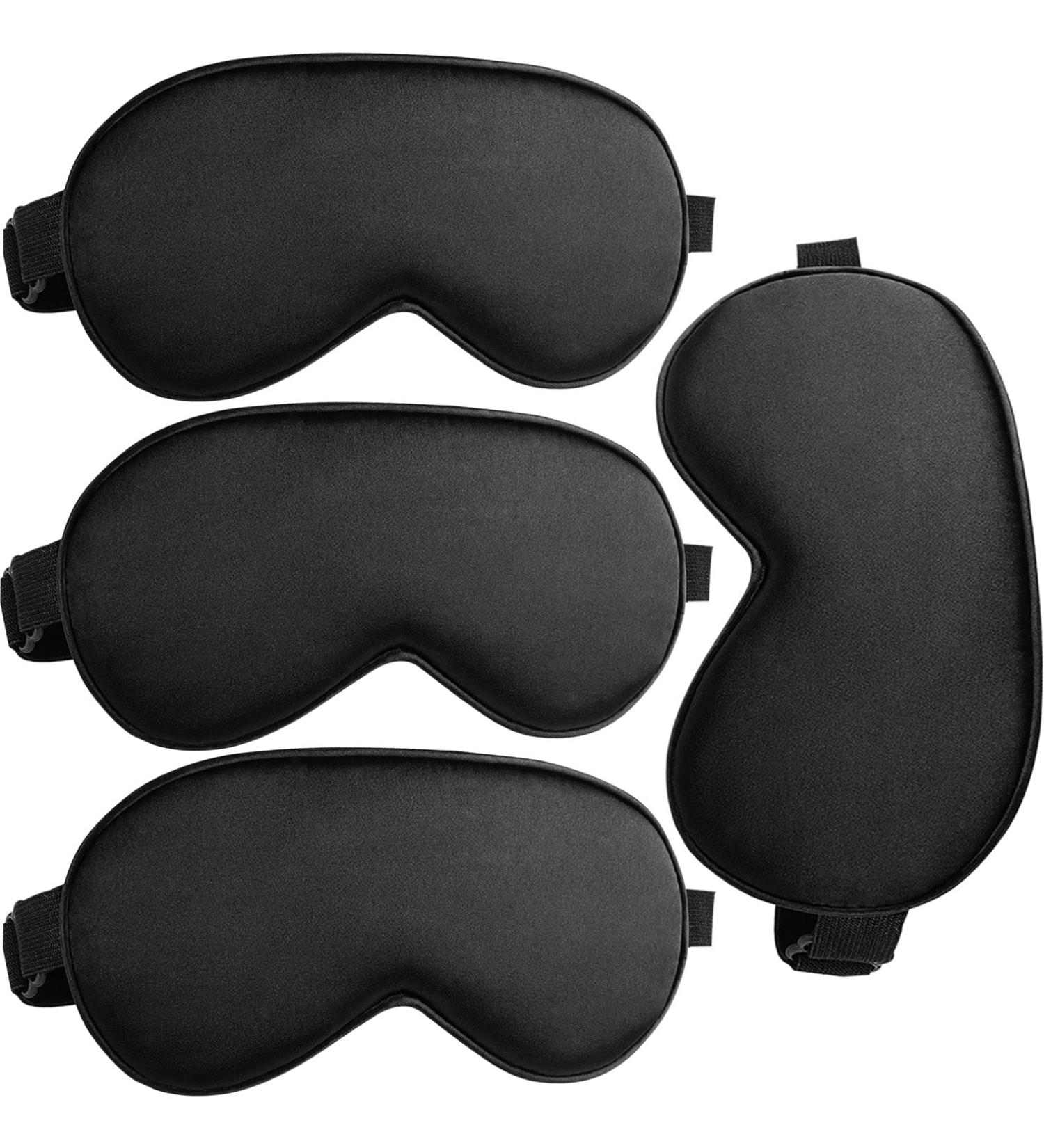 Silk Eye Mask for Sleeping - Bulk Pack of 4 Pcs for Women, Men, and Children - Black - Buy Online on GoSupps.com