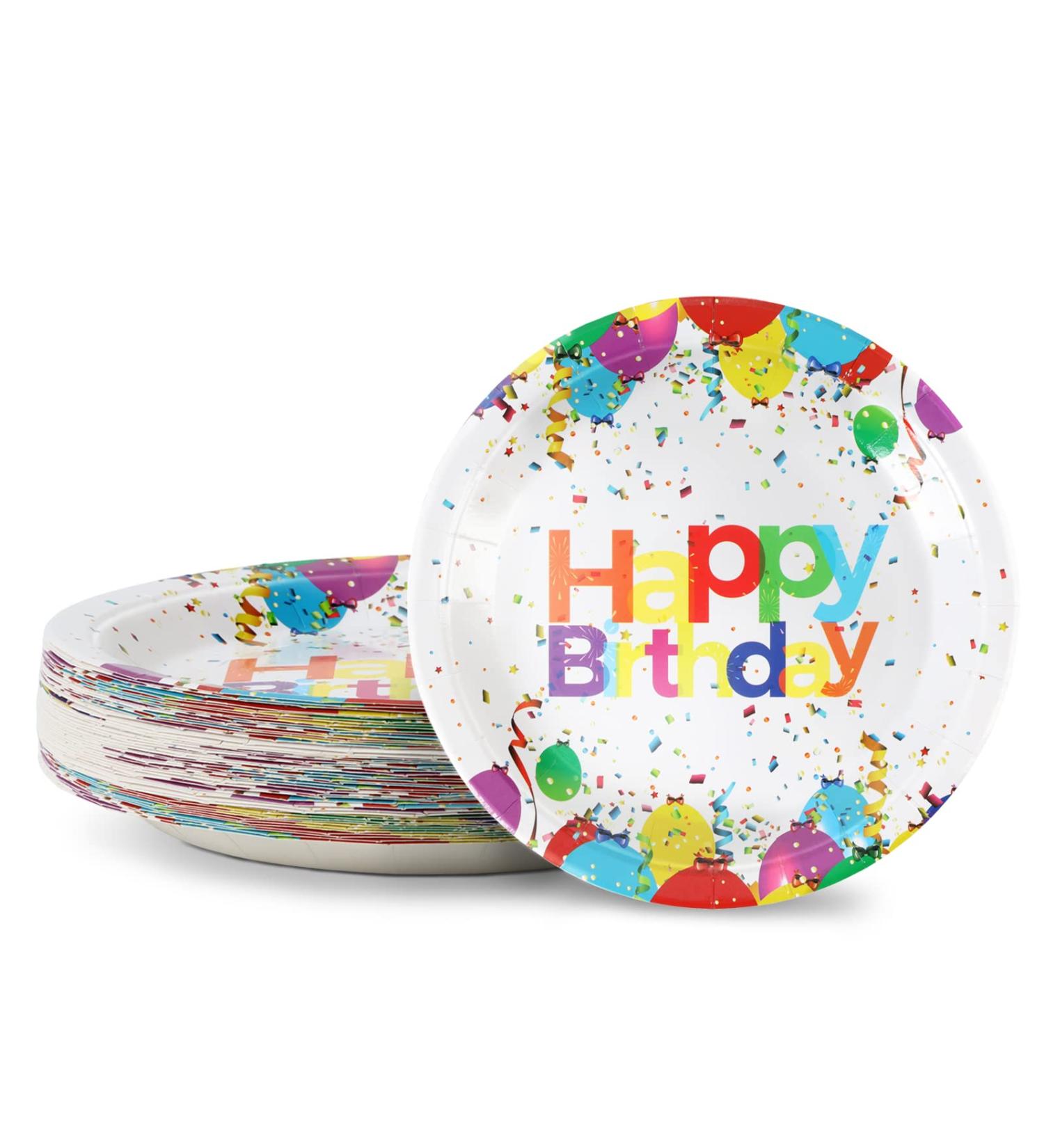 CENLBJ Happy Birthday Party Plates Colorful Birthday Party Disposable Plates 9inch-50pcs Birthday Party Paper Plates for Birthday Party Decorations HappyBirthday-B - Buy Online on GoSupps.com