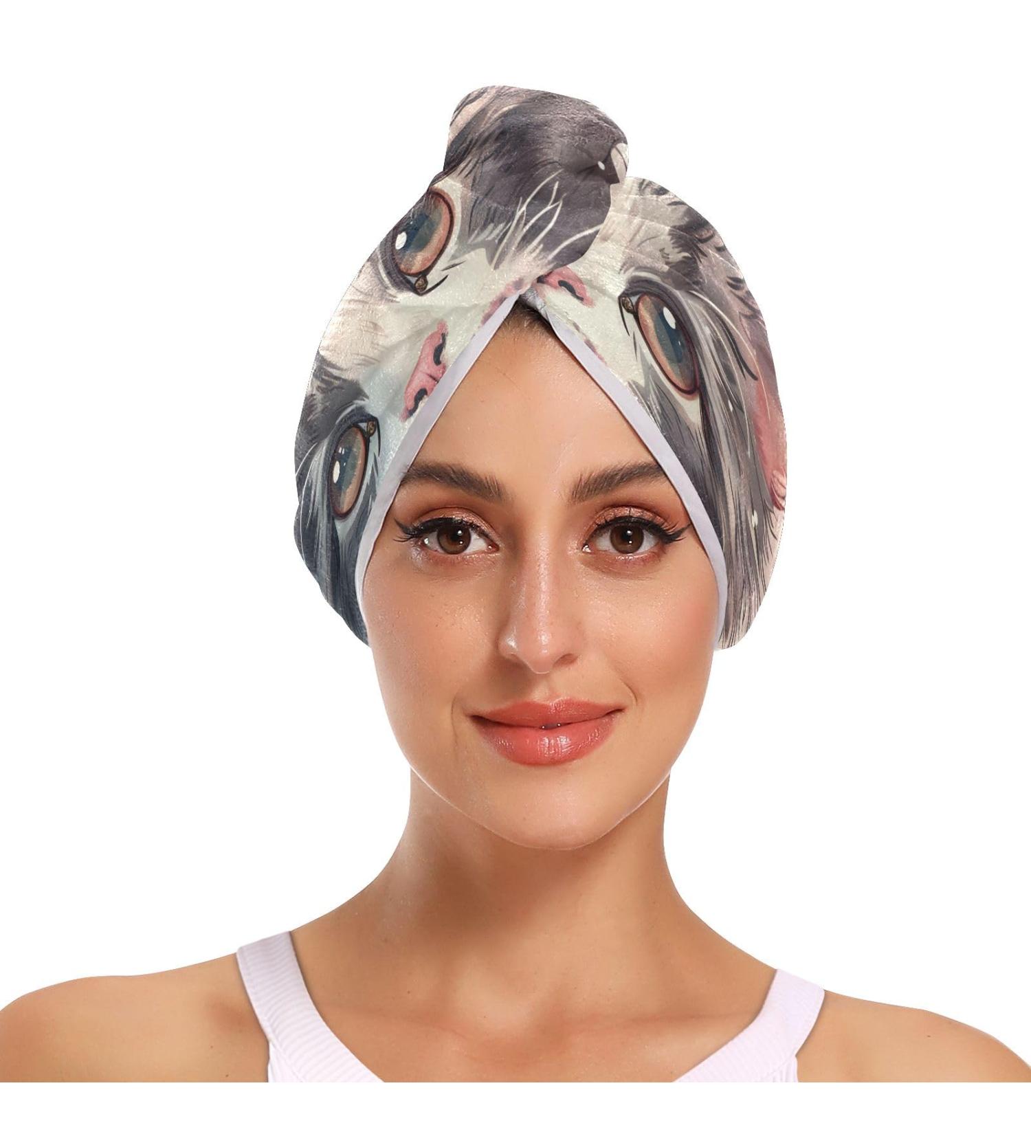 Super Absorbent Cat Flower Hair Towel 2 Pack - Quick Drying Hair Turbans for Women & Girls - Buy Online on GoSupps.com