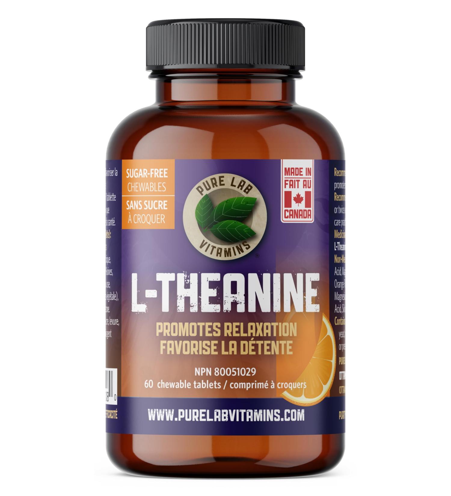 Pure Lab Vitamins | L-Theanine 125mg | 60 Chewable Tablets | Concerns and Pressure Relief Supplements | Brain Memory and Focus Supplement for Adults | Promotes Relaxation and Improves Sleep Quality 60 count (Pack of 1) - Buy Online on GoSupps.com