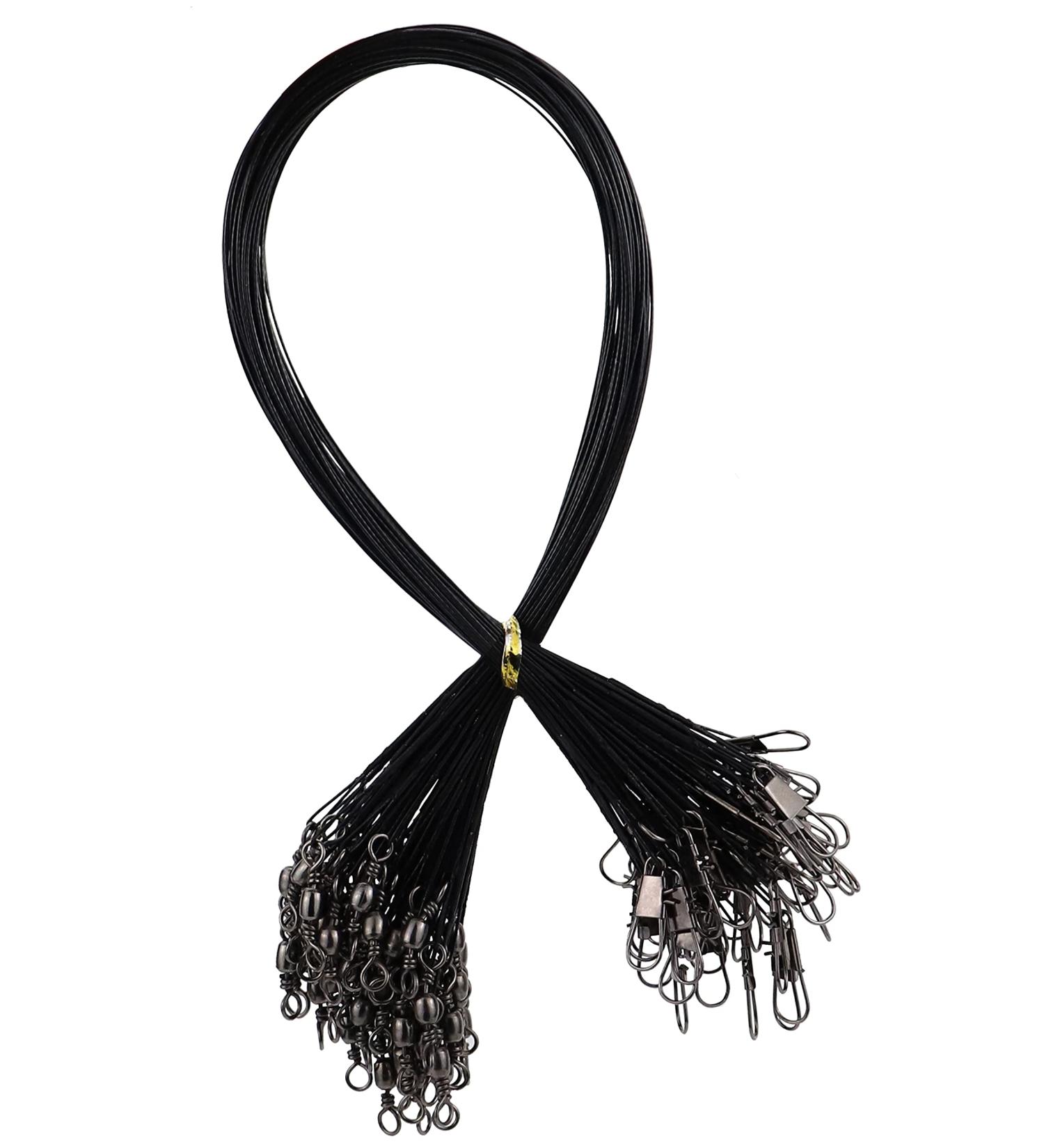 Facikono Steel Leaders Fishing Saltwater Wire with Swivels and Snaps - 60PCS, 12in Black - Buy Online on GoSupps.com