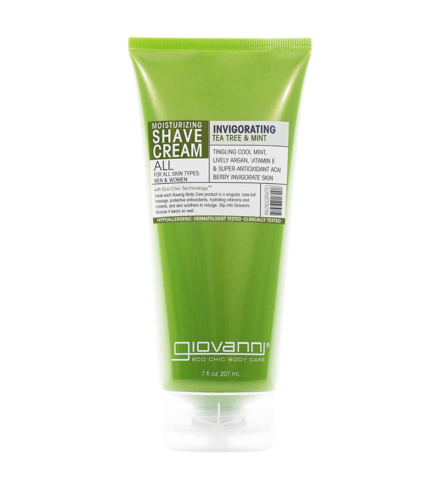 GIOVANNI Moisturizing Shave Cream 7 oz. - Tea Tree & Mint Scented with Jojoba, Vitamin E, Acai, Shea Butter Extract - Hypoallergenic Shaving Cream for Men & Women, All Skin Types - Buy Online on GoSupps.com