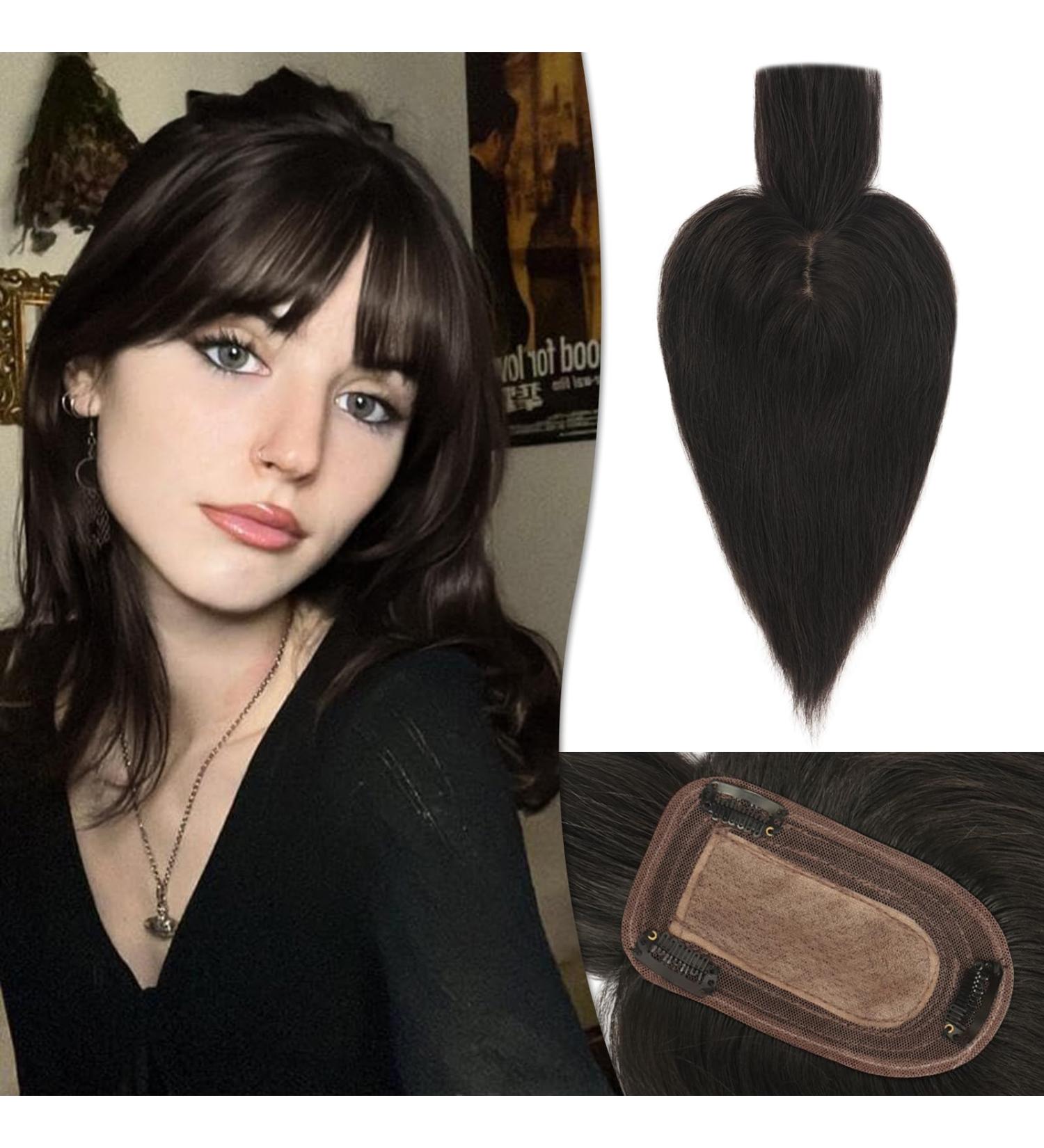 Ruwiss Real Human Hair Topper for Women | Silk Base Clip-In Crown Topper & Pony Wigs - 7.5x13cm 25cm Length 35g - Perfect for Thin Hair - Buy Online on GoSupps.com