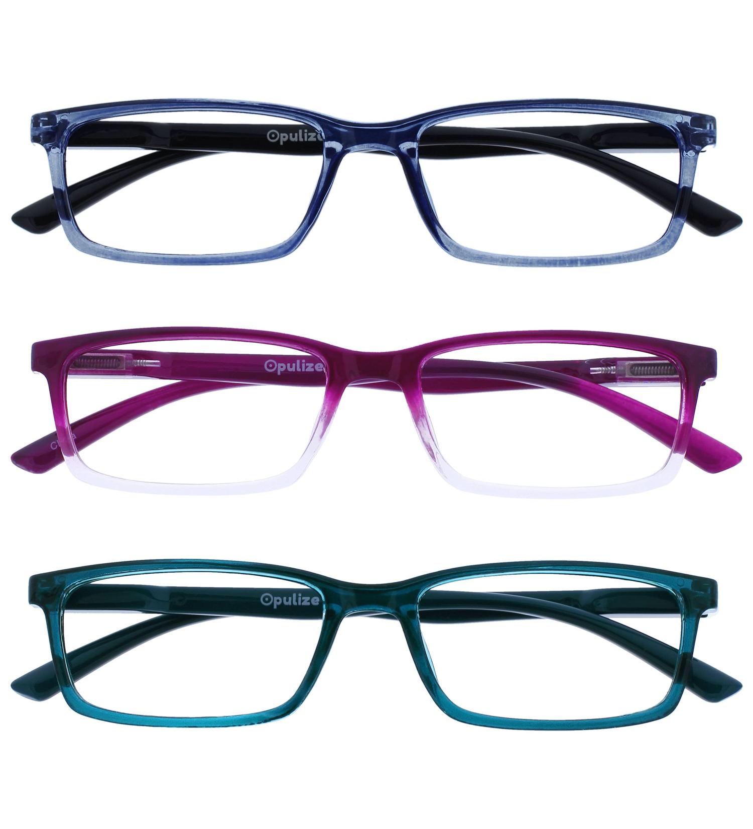 Opulize Unisex Reading Glasses Pack of 8 - +2.00 Diopters Blue Purple Turquoise - Stylish & Comfortable - Buy Online on GoSupps.com