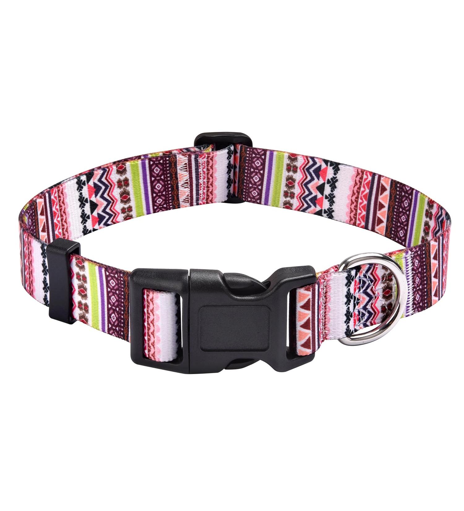 Buy Mihqy Adjustable Dog Collar - Soft & Comfortable Bohemian Design for Small Medium & Large Dogs (Pink 25-40 cm) - Buy Online on GoSupps.com