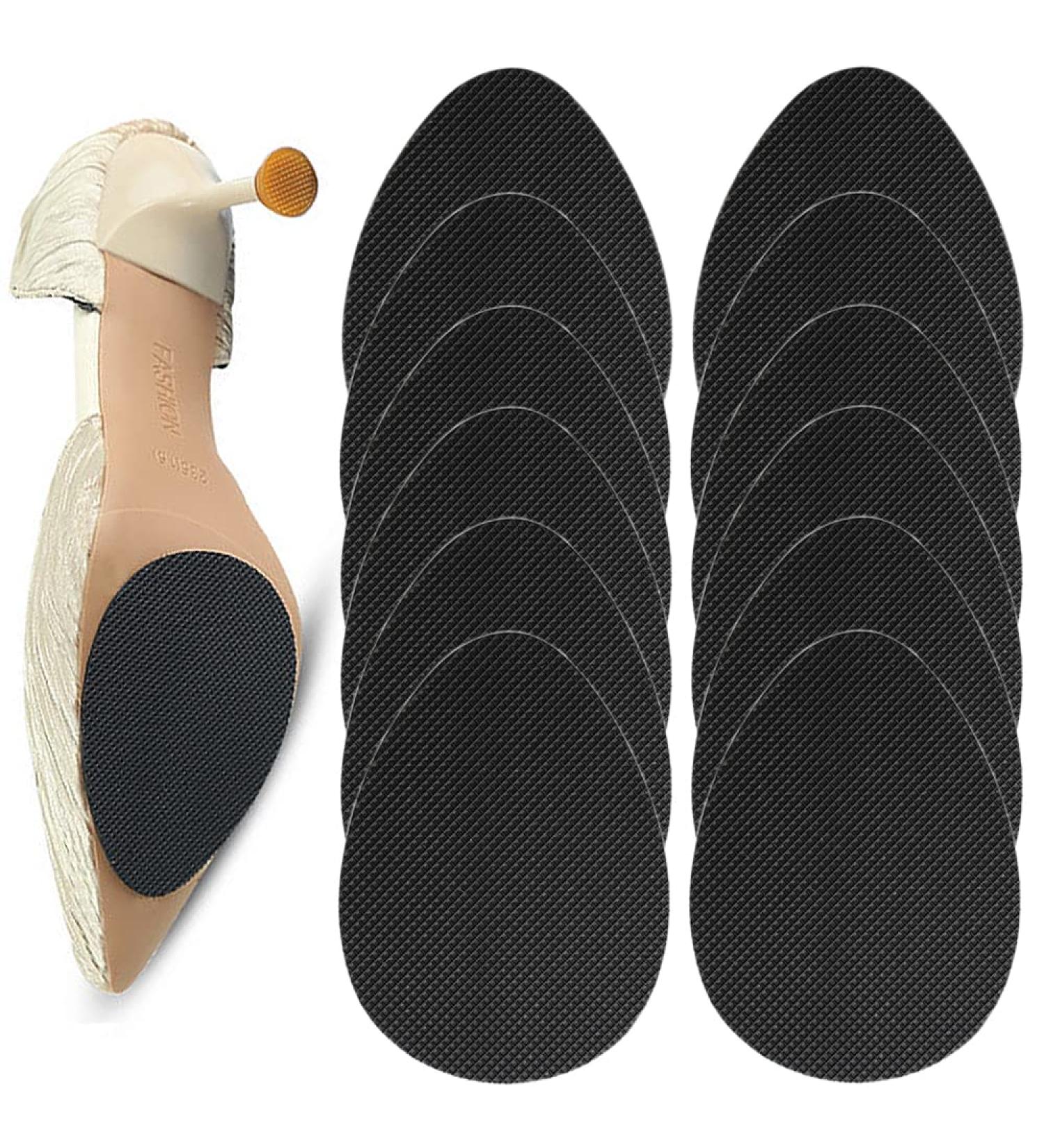 Premium Rubber Anti-Slip Shoe Pads - Self-Adhesive Stick-On Sole Protectors for Noise Reduction - Pack of 12 (Black) - Buy Online on GoSupps.com