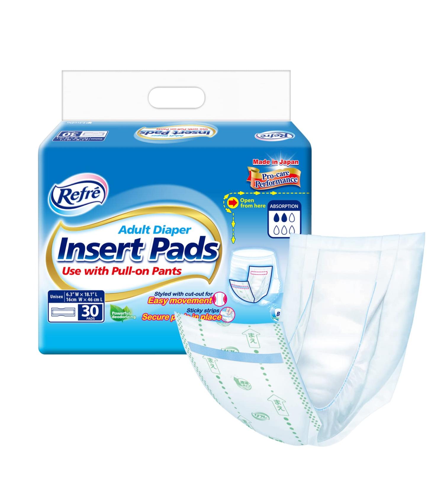 Adult Diaper Insert Pads - Unisex Booster Liners for Incontinence | Odor Control Adhesive Pads - 30 Ct - 6.3" x 18.1 - Buy Online on GoSupps.com