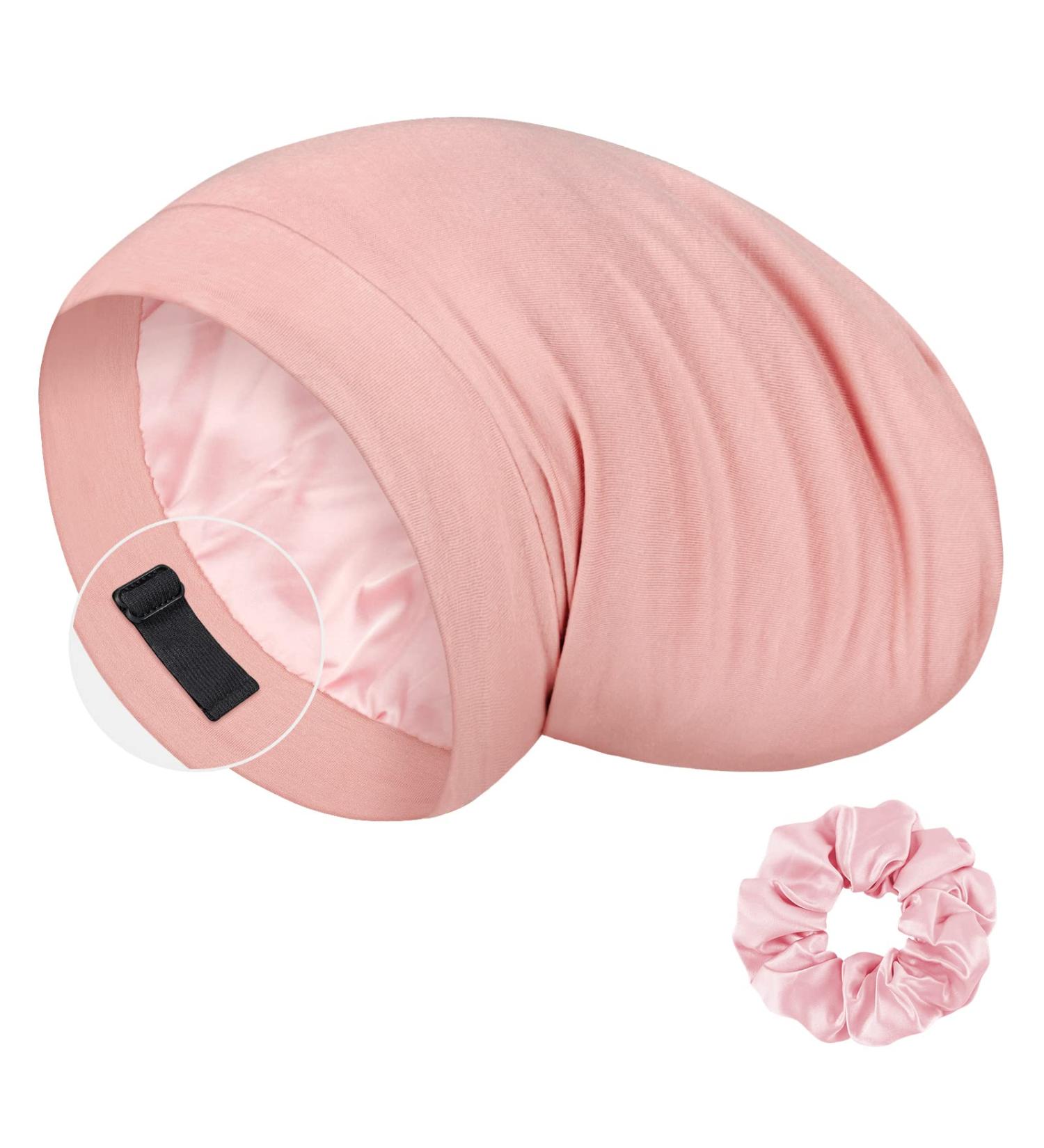 LULUSILK 100% Mulberry Silk Sleep Cap Bonnet for Frizz-Free Hair | Adjustable Silk Hair Wrap for Sleeping and Scrunchie | Pink - Pack of 1 - Buy Online on GoSupps.com