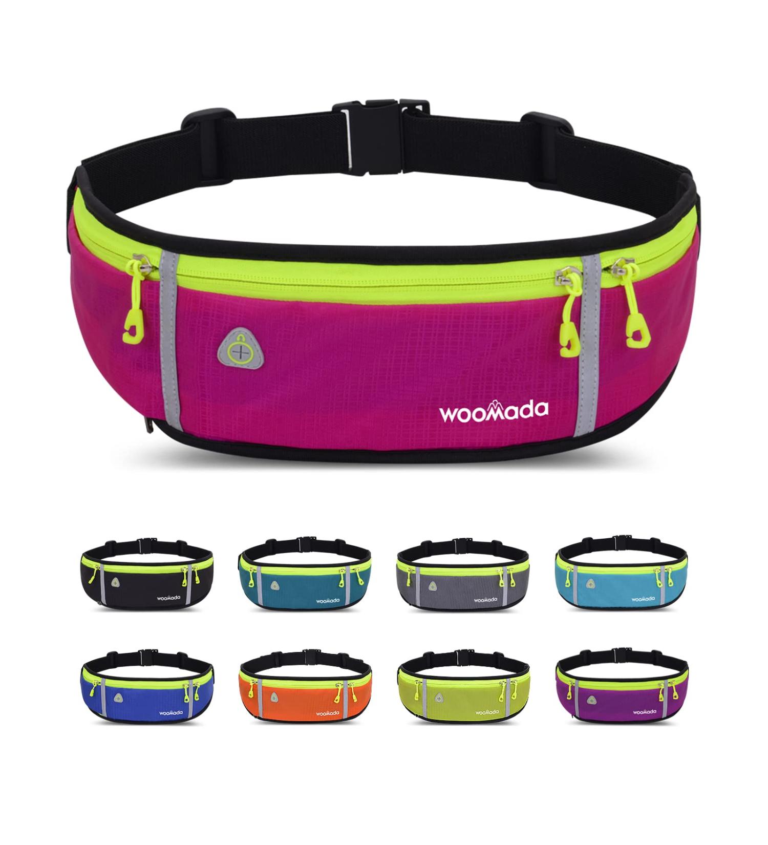 WOOMADA Slim Running Fanny Pack  Adjustable Running Belts with Reflective Strip for Women&Men  Running Waist Pack with Phone & Water Bottle Holder for Jogging Cycling Hiking (rose pink) - Buy Online on GoSupps.com