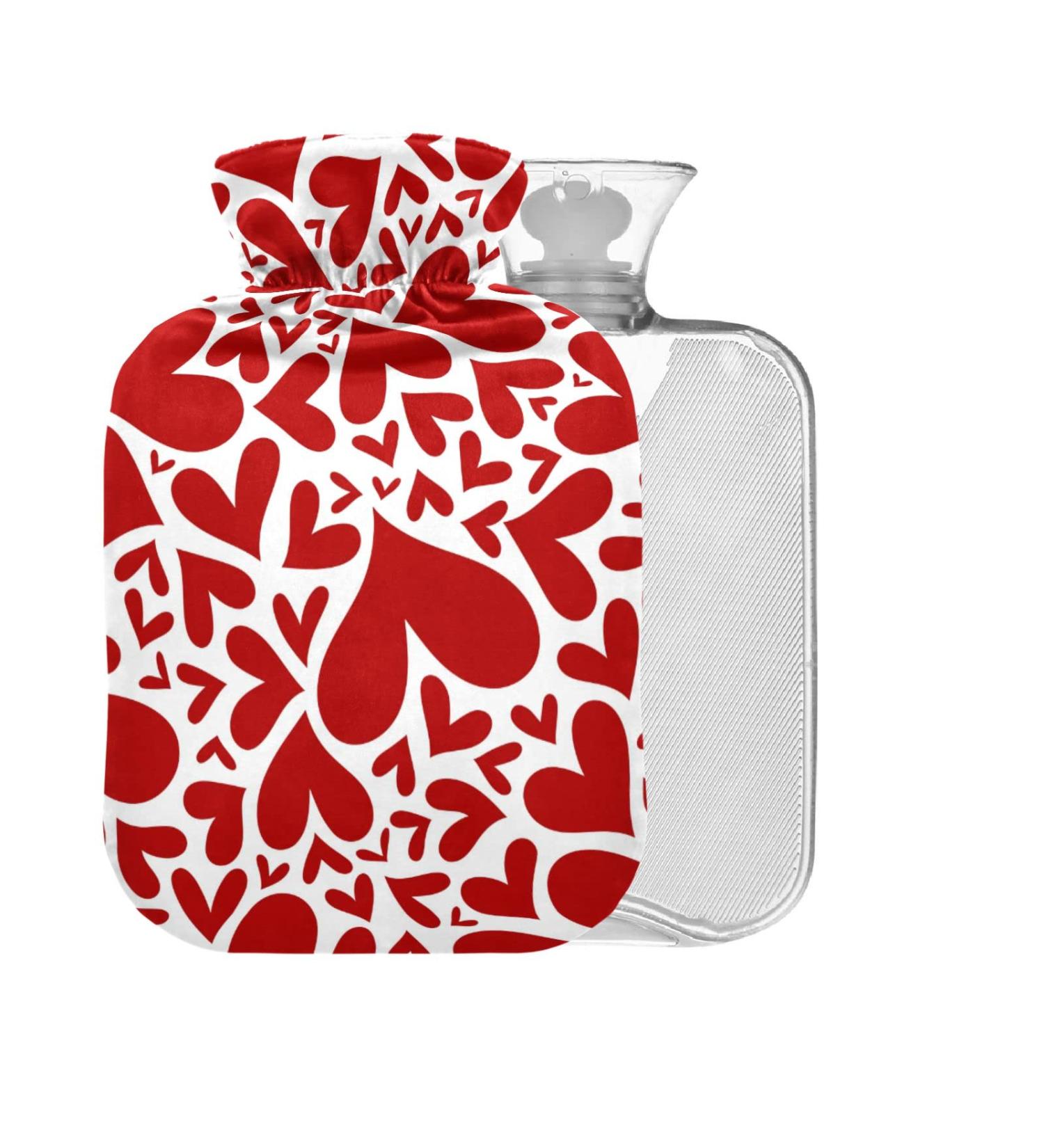 Red Hearts Valentine's Day Heat Bottle - 1L BPA-Free Warming Bag for Pain Relief Headache Neck & Shoulders - Buy Online on GoSupps.com