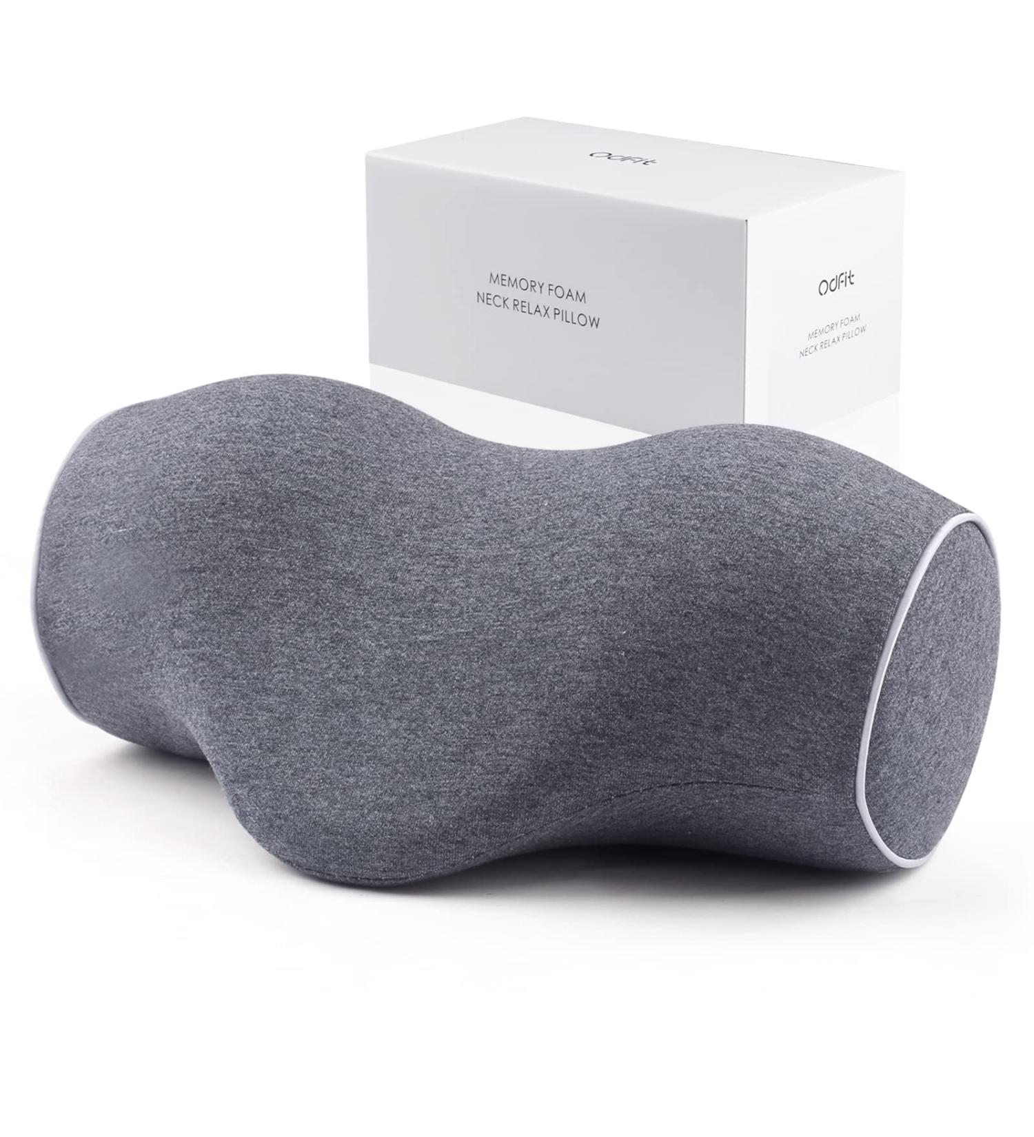 Odifit Cervical Pillow for Pain Relief | Memory Foam Neck Stretcher with Pillowcase | Neck Support Traction Relaxer for Muscle Tension & Spine Alignment - Grey - Buy Online on GoSupps.com