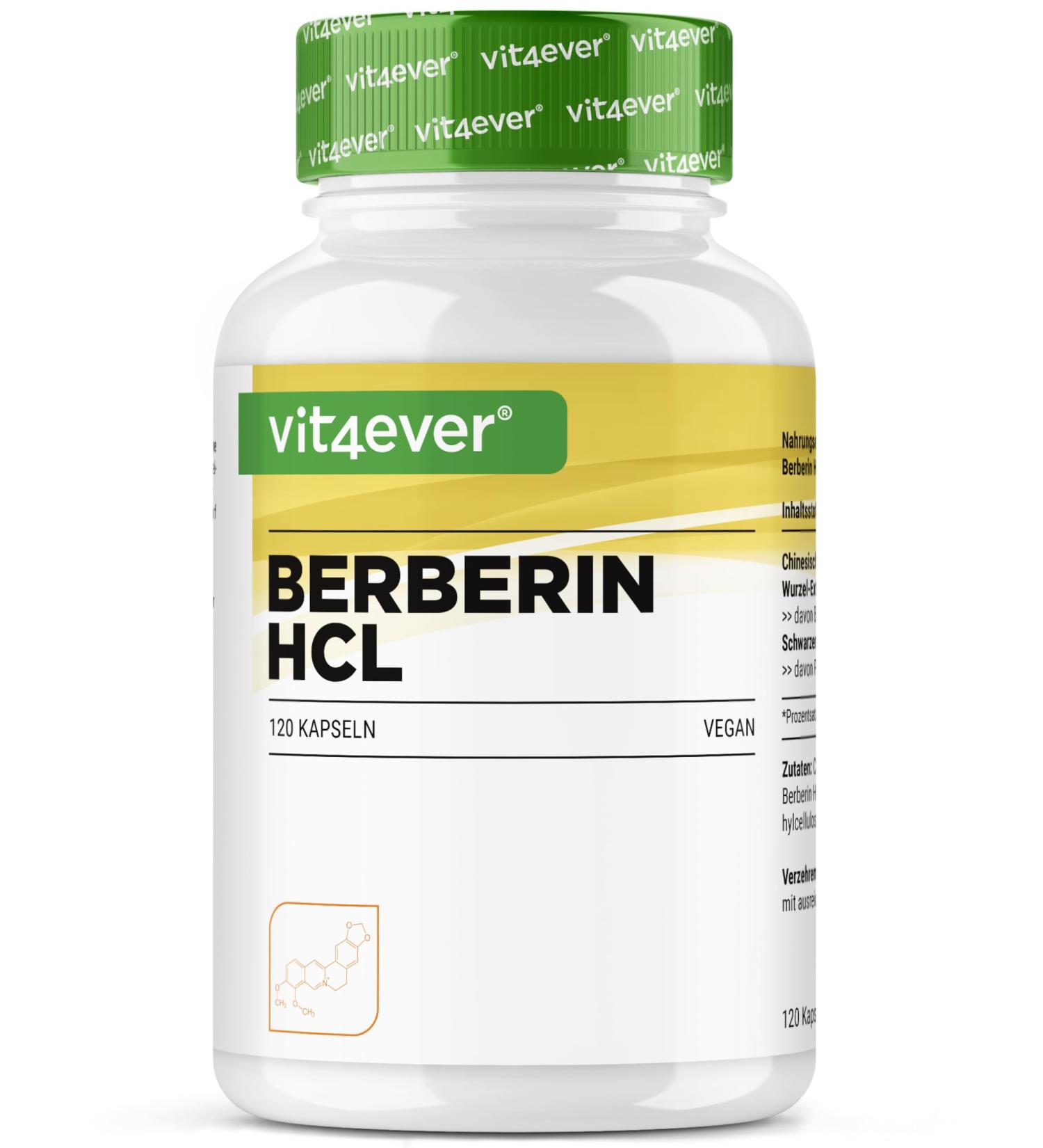 Berberine HCL Extract - 120 Capsules 500mg - Natural Berberine + Black Pepper Extract - Lab Tested (Purity & Active Ingredient Content) - High Dose - Vegan - Buy Online on GoSupps.com