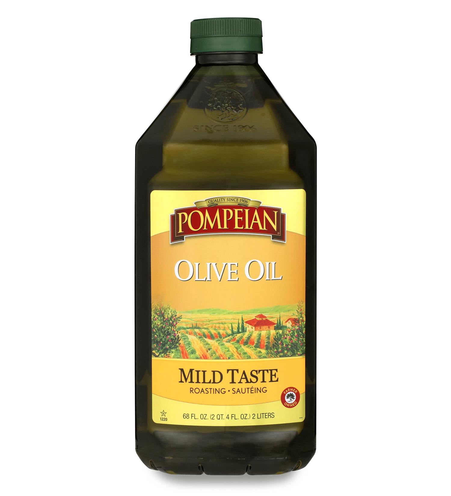 Pompeian Mild Taste Olive Oil 68 Fl Oz - Perfect for Roasting & Sauteing, Gluten-Free, Non-Allergenic, Non-GMO - Buy Online on GoSupps.com