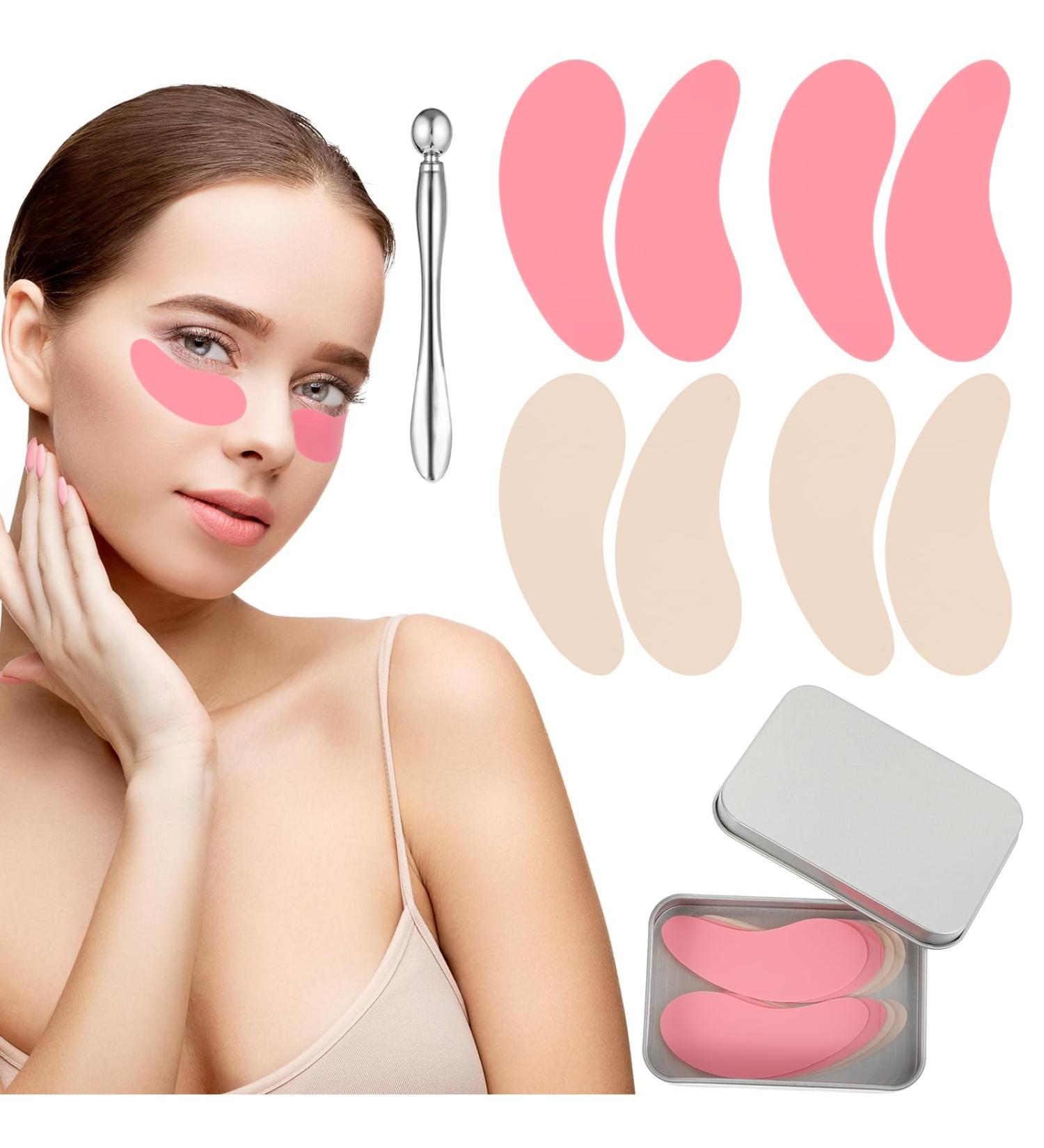 Silicone Under Eye Patches - Reusable Eye Masks for Puffy Eyes | 4 Pairs with Metal Applicator for Lifting & Fine Line Reduction - Buy Online on GoSupps.com