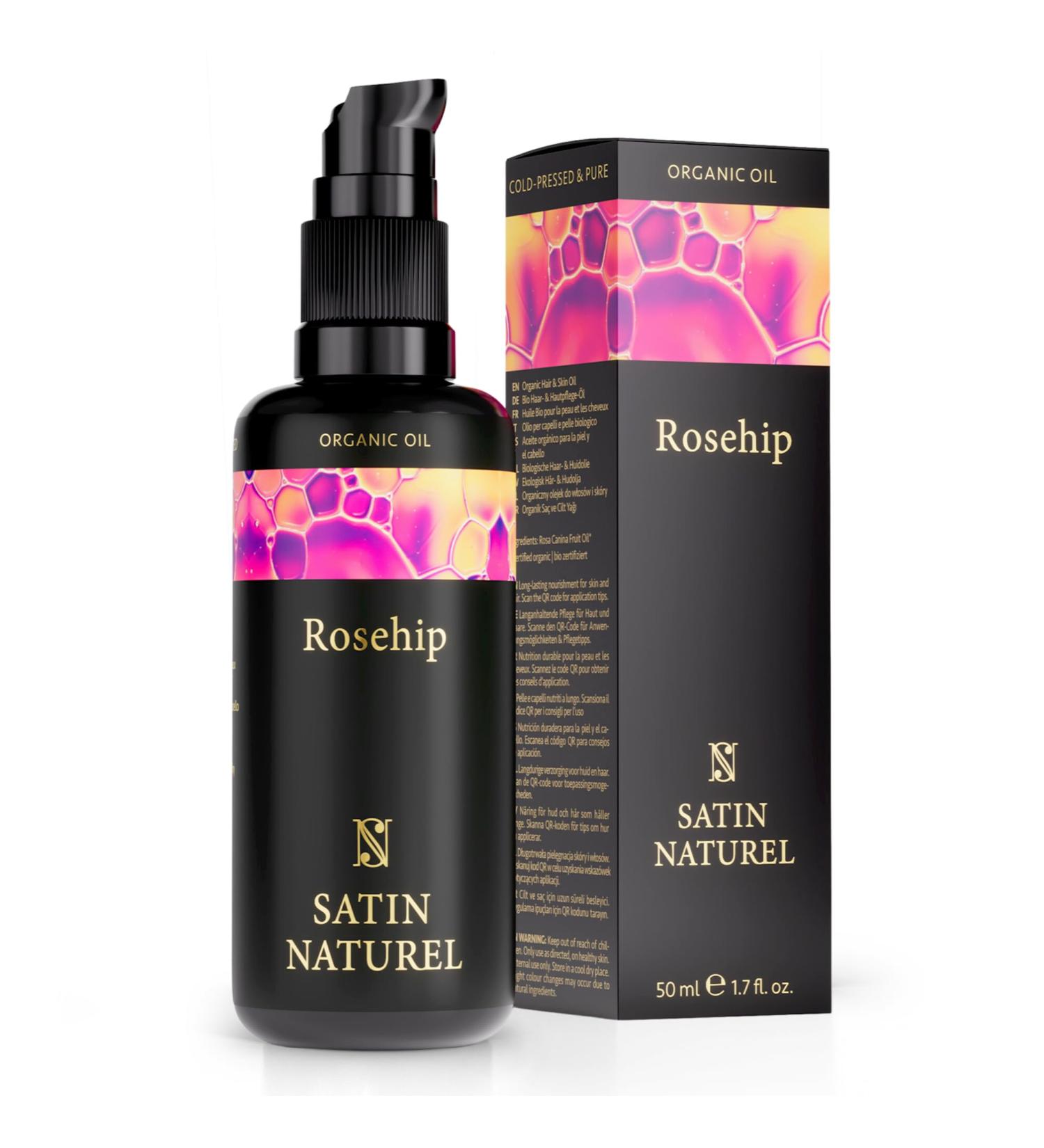 Organic Rose Oil - 100% Pure Cold-Pressed Rosehip Oil for Face Body & Hair | Anti-Aging Moisturizing | 50ml - Buy Online on GoSupps.com