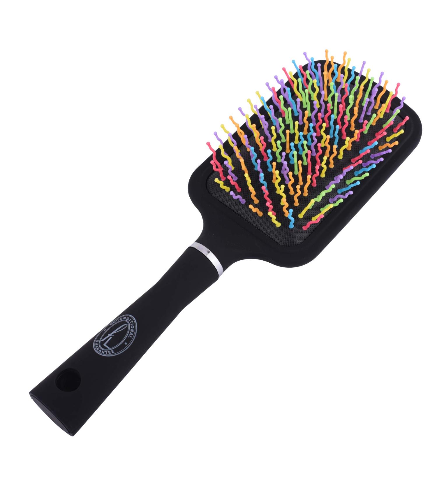 Rainbow Multi-Coloured Paddle Brush - 11 Row with Wavy Bristles | Shop Now - Buy Online on GoSupps.com
