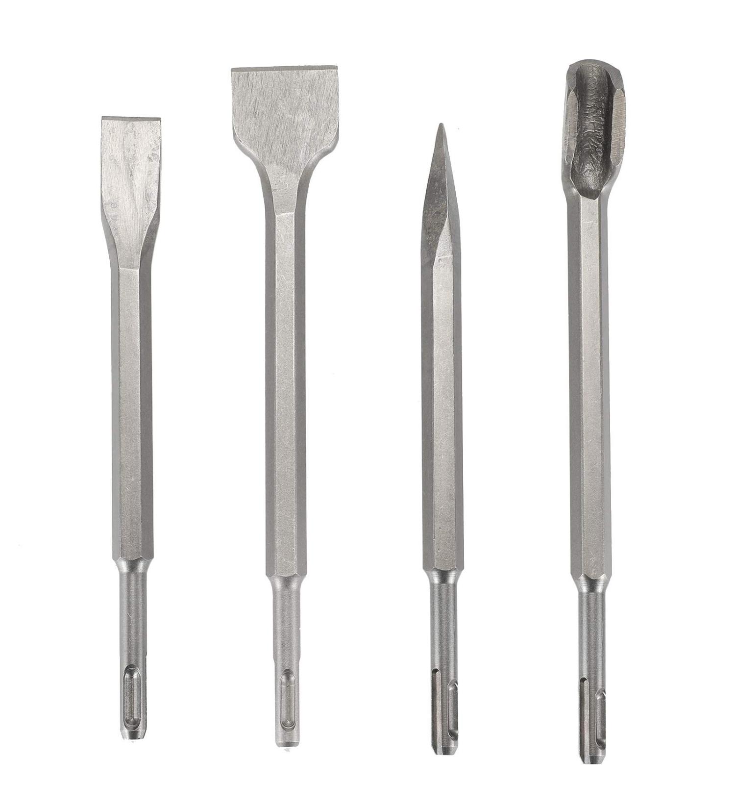 BlueNatHxRPR SDS Plus Hammer Drill Chisel Bits Set Rotary Hammer SDS Bits Set Including Point Chisel Flat Chisel Wide Flat Chisel and Grooving Chisel - Buy Online on GoSupps.com
