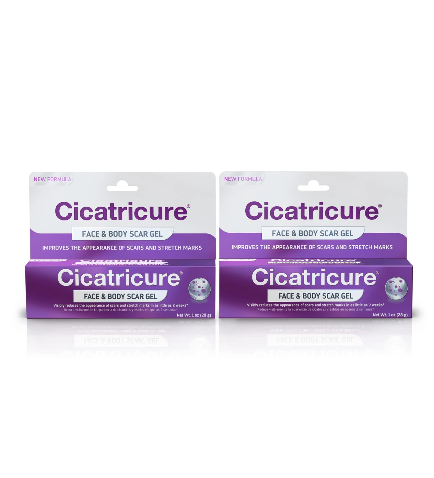 CICATRICURE Scar Gel - Reduces Appearance of Old & New Scars, Stretch Marks, Surgery Injuries, Burns, Acne - 1oz (Pack of 2) - Buy Online on GoSupps.com