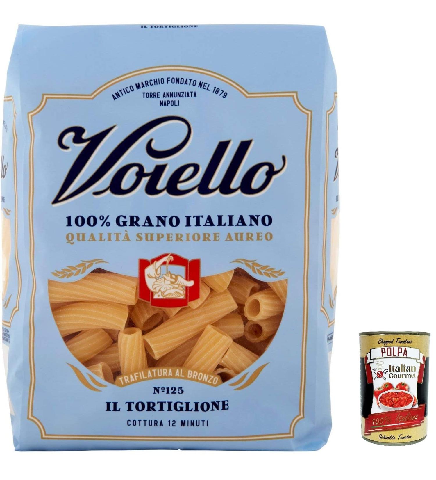  Italian Gourmet E.R. Voiello Pasta Tortiglioni Pack of 10 100% Italian pasta N125 500g + Polpa Italian Gourmet 400g - Buy Online on GoSupps.com