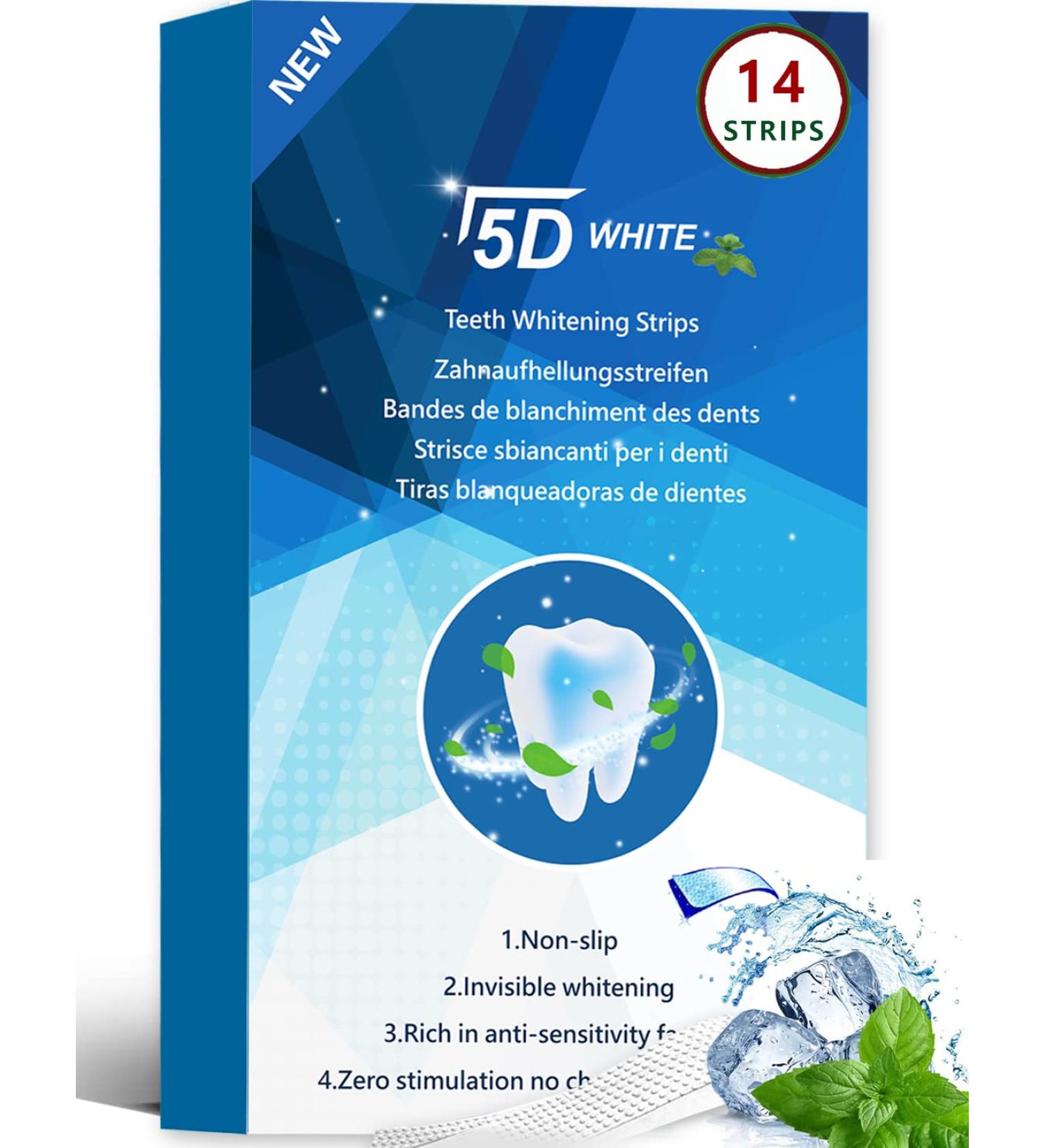 Enamel-Safe 5D Teeth Whitening Kit for Sensitive Teeth - 30-Minute Express Whitening - Non-Toxic Formula - 14 Pcs (7 Treatments) - Buy Online on GoSupps.com