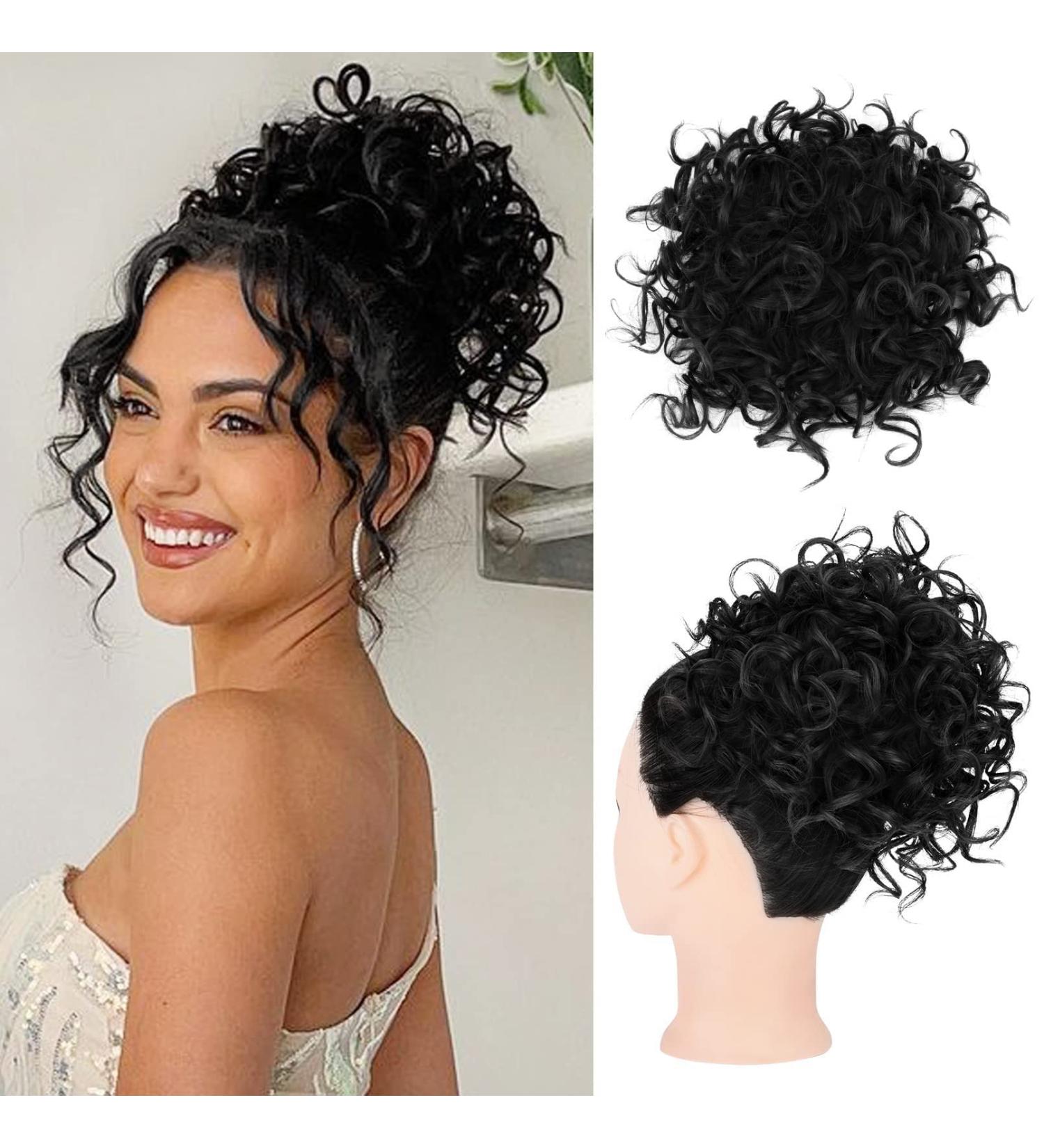 Rpeixya Elastic Cord Hair Part Bun - Stylish Curly Ponytail Chignon for Women & Girls (Black) - International Shipping Available - Buy Online on GoSupps.com
