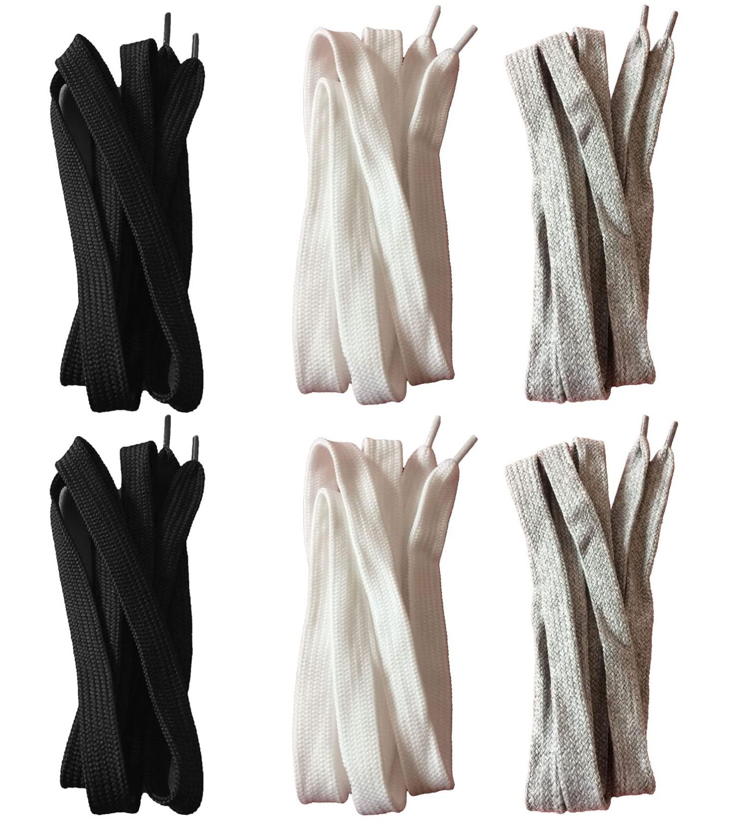 Kawaii Easy Crafting 3 Pair 14mm x 51 Inch Hoodie Drawstring Replacement Cords in Black, White, Gray - Cotton Flat Cord for Clothing and Shoes - Buy Online on GoSupps.com