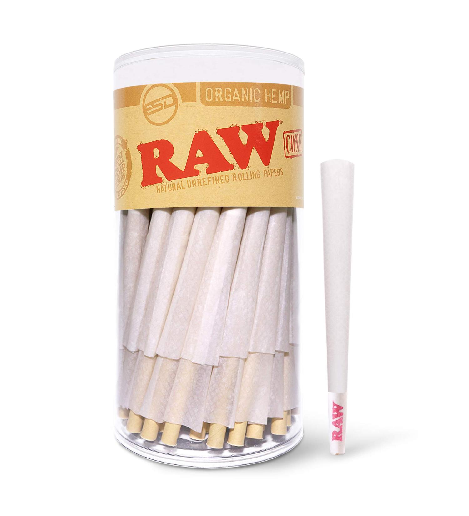 RAW Cones Organic King Size | 100 Pack | Hemp Pre Rolled Papers with Tips - Buy Online on GoSupps.com