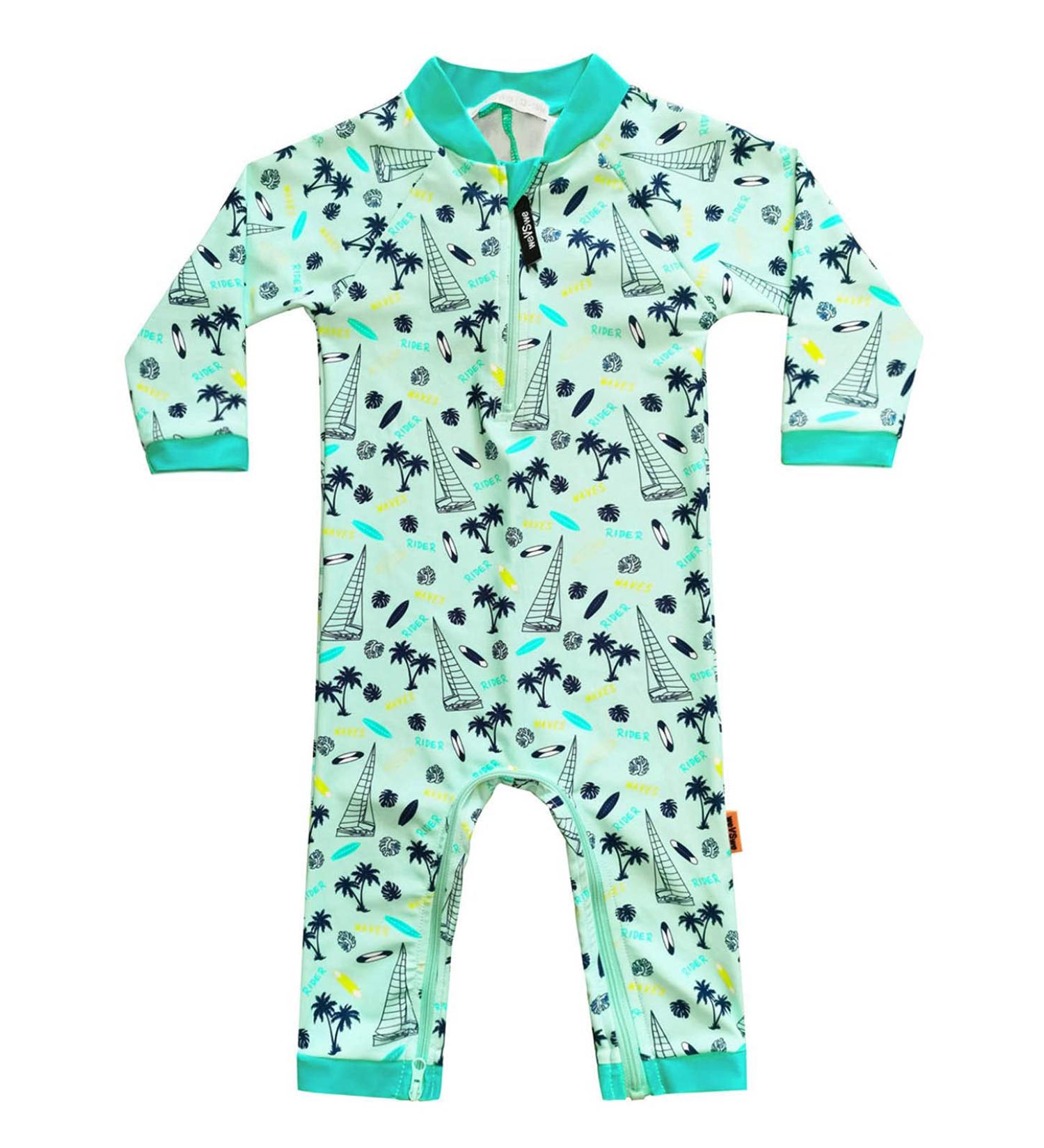 weVSwe Baby Toddler Boy Swimsuit UPF 50+ Sun Protection Rash Guard with Crotch Zipper | Surfboard-1 Design | 0-3 Years - Buy Online on GoSupps.com