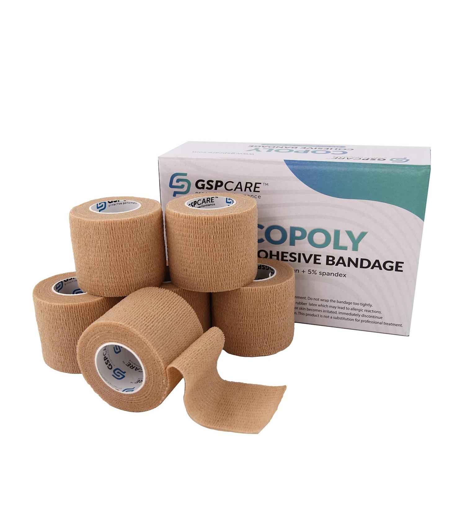 Self Adherent Bandages Wrap 2 x 5 Yards - 6 Count Pack | Flexible, Breathable Medical Tape for Ankle Sprains, Swelling, Sports Injuries - First Aid Cohesive Rolls - Buy Online on GoSupps.com