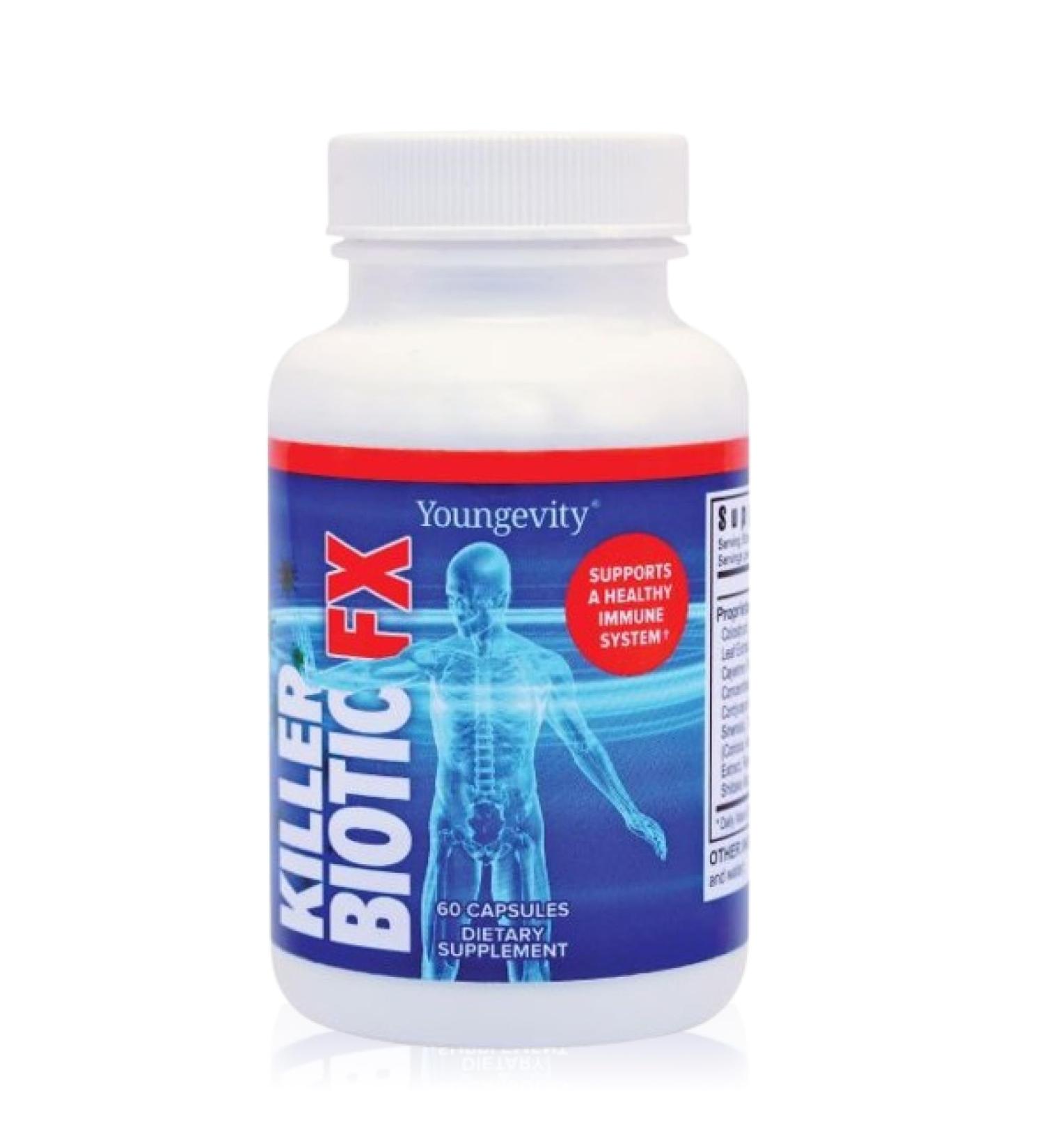 Youngevity Killer Biotic FX - Immune System Support | Sourced from Bee Propolis Mushrooms & Colostrum | Natural Immunity Support | 60 Capsules Pack of 1 - Buy Online on GoSupps.com