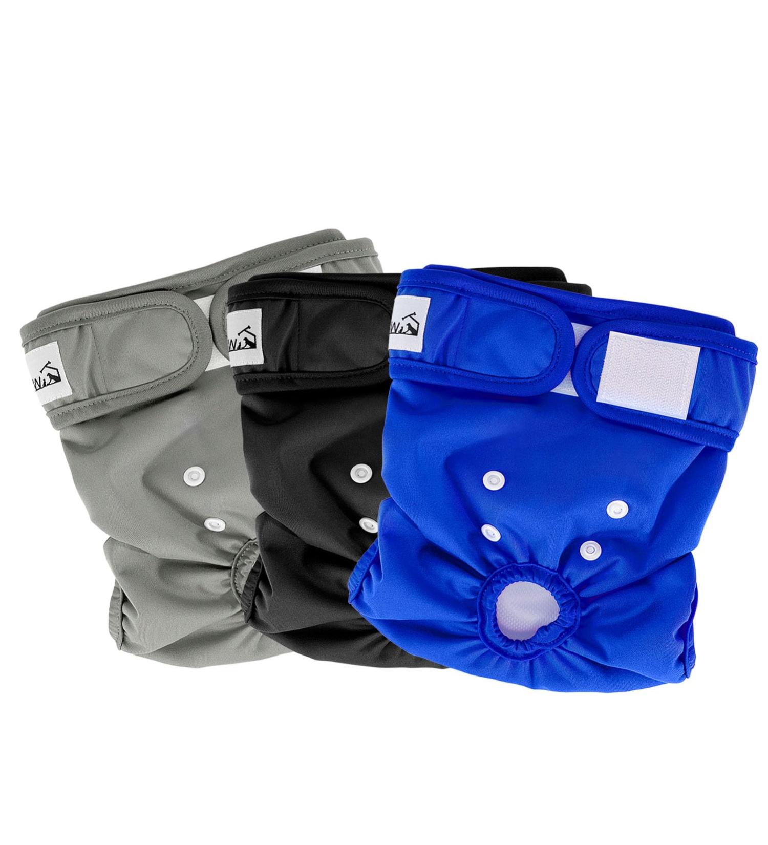 Slowton Dog Diapers for Bitches - Washable Adjustable Eco-Friendly Incontinence Pants in Black Gray Blue | XS Size - Buy Online on GoSupps.com