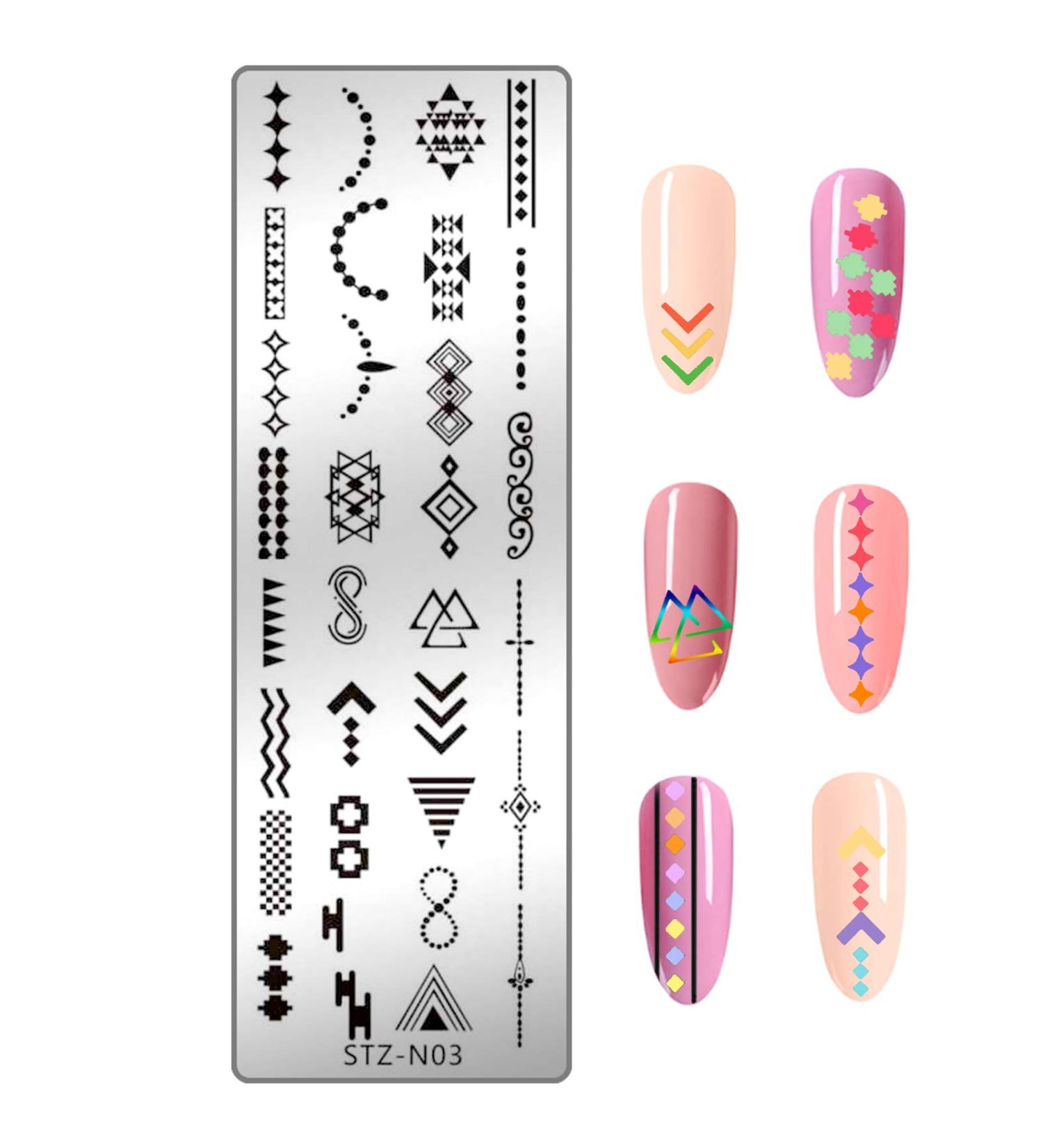 Nail Art Stamping Plates - 31 Geometric Patterns for DIY Manicure | NICENEEDED Geometry Style 5 - Buy Online on GoSupps.com