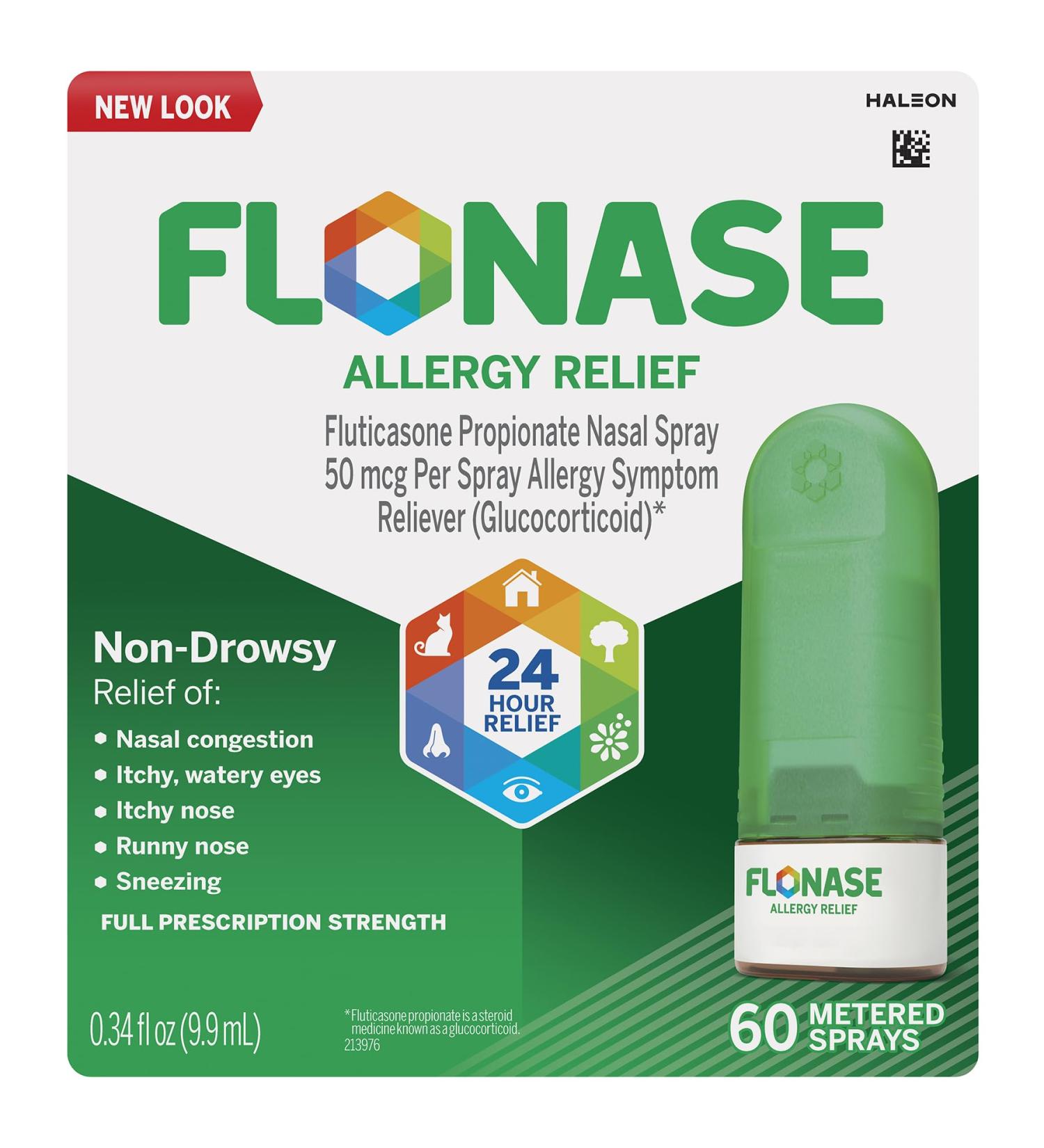 Flonase Allergy Relief Nasal Spray 24 Hour Non Drowsy Allergy Medicine Metered Nasal Spray - 60 Sprays 0.34 Fl Oz (Pack of 1) Spray - Buy Online on GoSupps.com