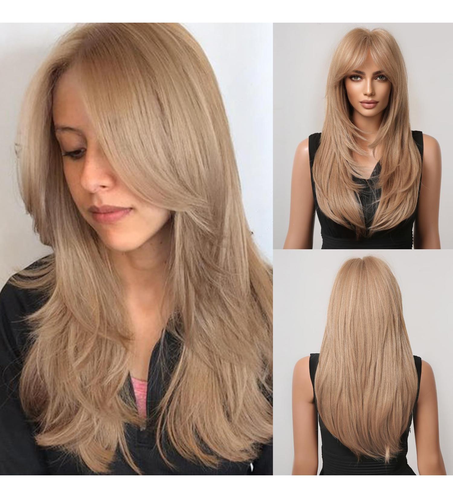Long Straight Blonde Wig for Women | Natural-Looking Layered Hairstyle | Heat-Resistant Synthetic Hair Replacement - Model 259-2 - Buy Online on GoSupps.com