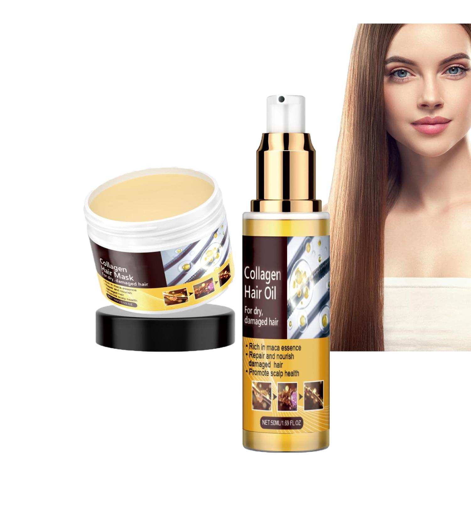  Dyceittdia Set of 2 collagen hair care products: 50ml hair oil and 100g hair mask collagen repair improves frizz and dryness split ends etc. - Buy Online on GoSupps.com