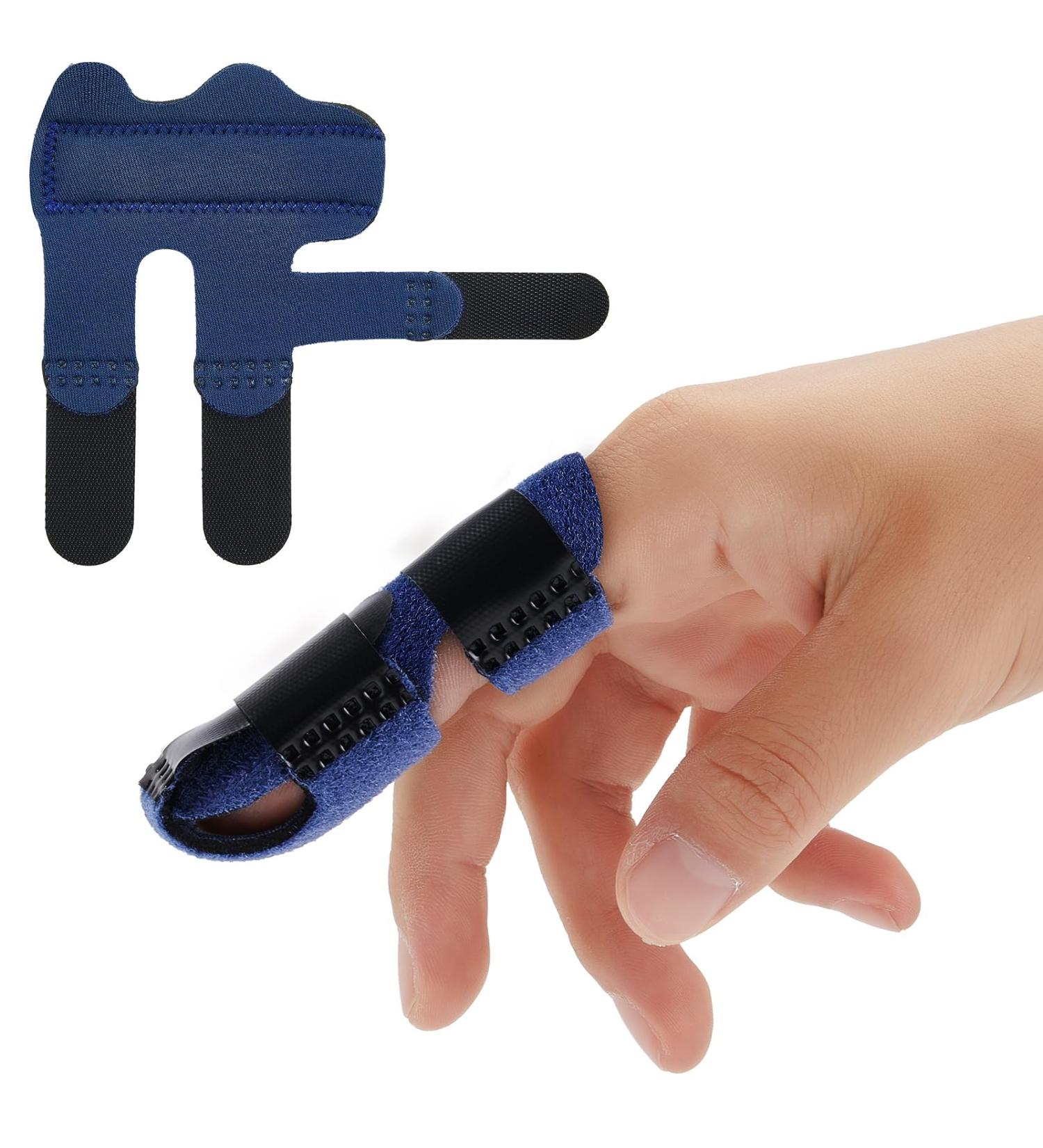 Echify Upgraded Finger Splints - 1Pc Full Coverage Finger Protector Mallet Finger Support Brace Trigger Finger Splint Finger Straightener for Arthritis & Broken Knuckle Immobilization Blue - Buy Online on GoSupps.com