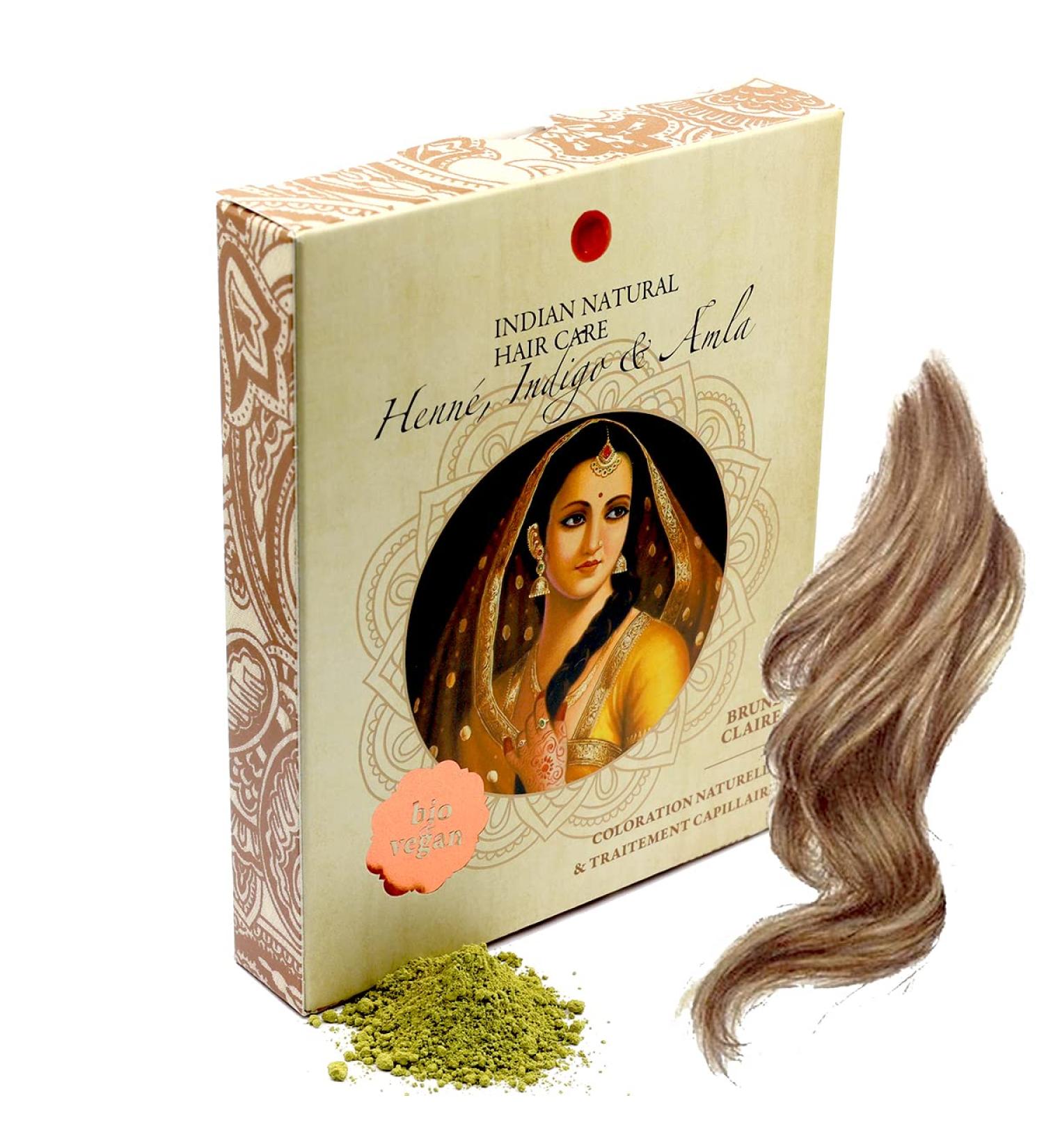 Henna Indigo & Amla - Light Brown - Natural Hair Coloring & Hair Care - Powder - 200g - Buy Online on GoSupps.com