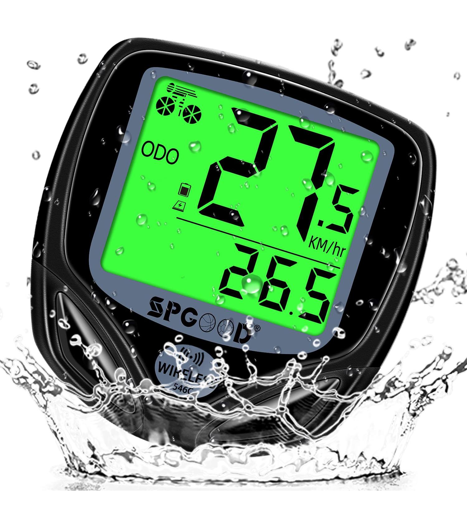 SPGOOD Wireless Bicycle Computer - 19 Functions IP54 Waterproof Backlit Speedometer Automatic Start/Stop Black - Buy Online on GoSupps.com