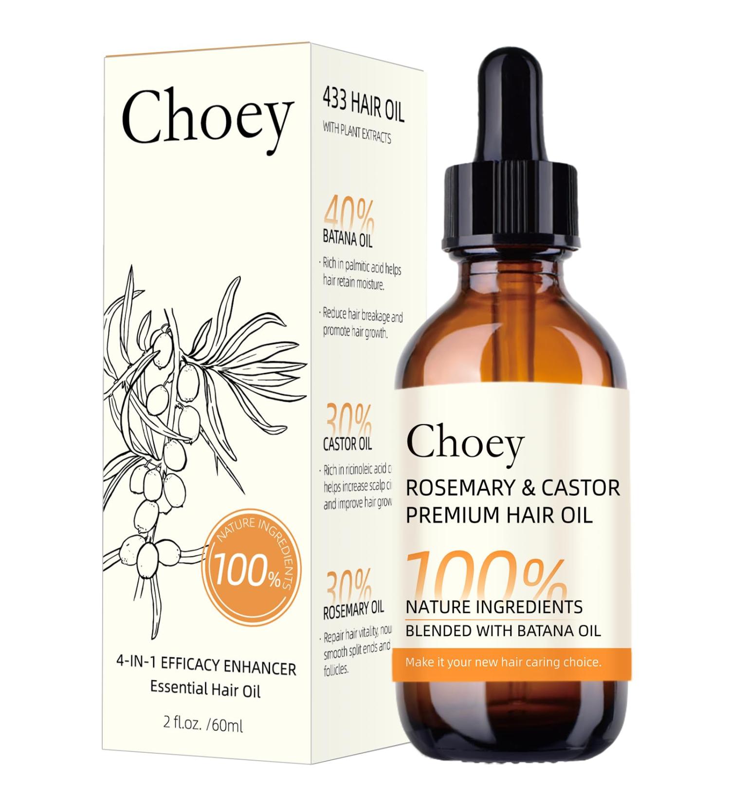 Organic Castor Oil & Rosemary Oil for Hair Growth | 2 Fl Oz | Vegan Scalp Treatment & Moisturizer for All Hair Types - Buy Online on GoSupps.com