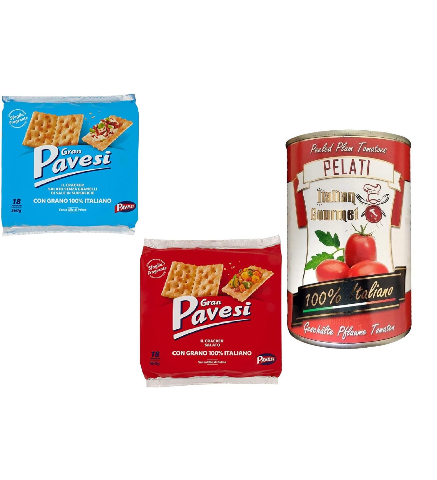  Italian Gourmet E.R. Set of 2 Barilla Pavesi Crackers Gran Pavesi Salati - Salzen 560g 1 x Gran Pavesi Crackers Unsalted 560g (2 x 560g) + 1 x Italian Gourmet 100% Italian 400g - Buy Online on GoSupps.com