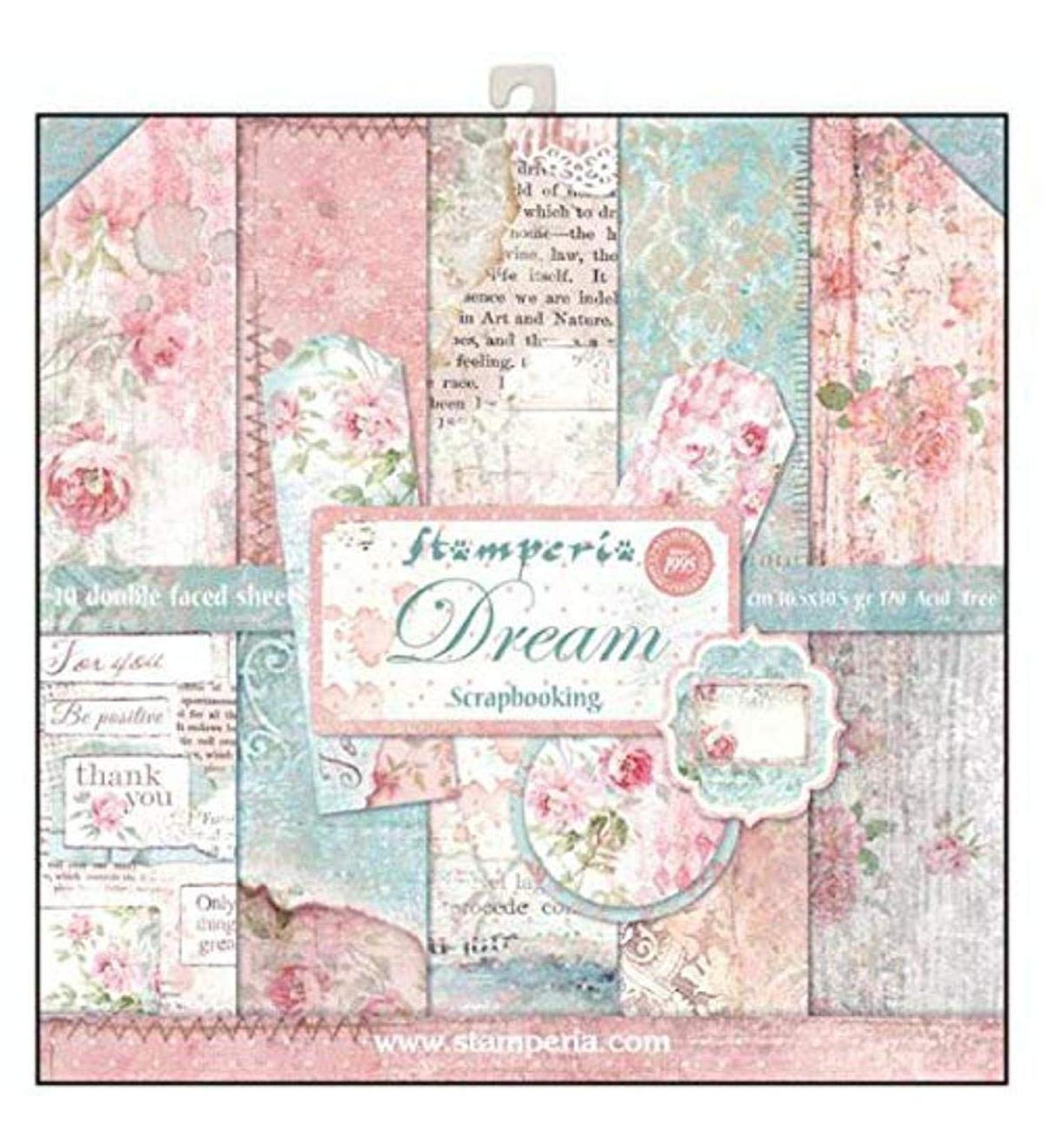 Stamperia International KFT Paper Pad 12x12 10pk Dream Pink Blue - 12x12-Inch Pink Blue Design - Buy Online on GoSupps.com