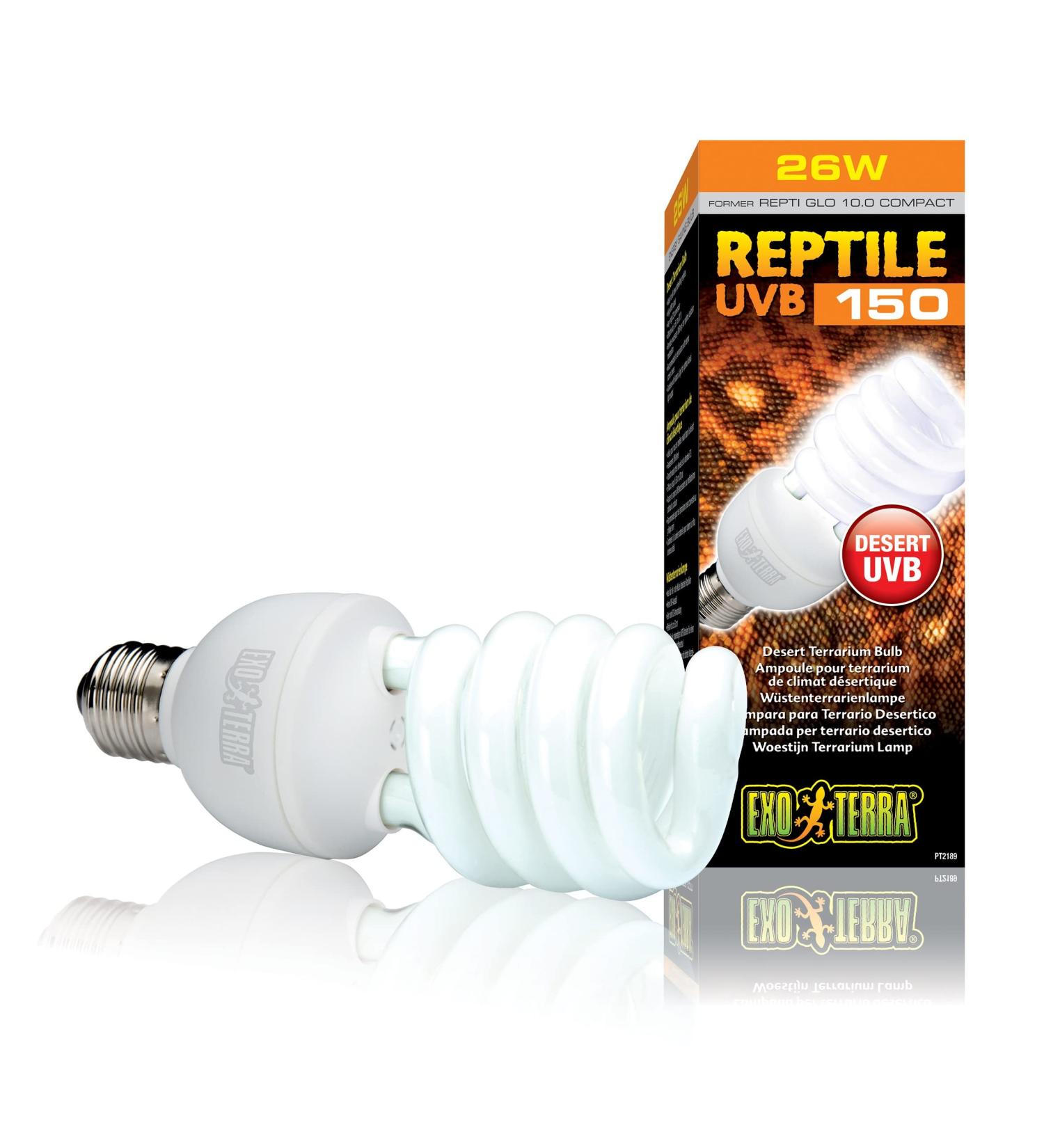 Exo Terra Reptile UVB 150 - 26W Desert Terrarium Lamp | Compact UVB Lamp for Reptiles - E27 White - International Shipping - Buy Online on GoSupps.com